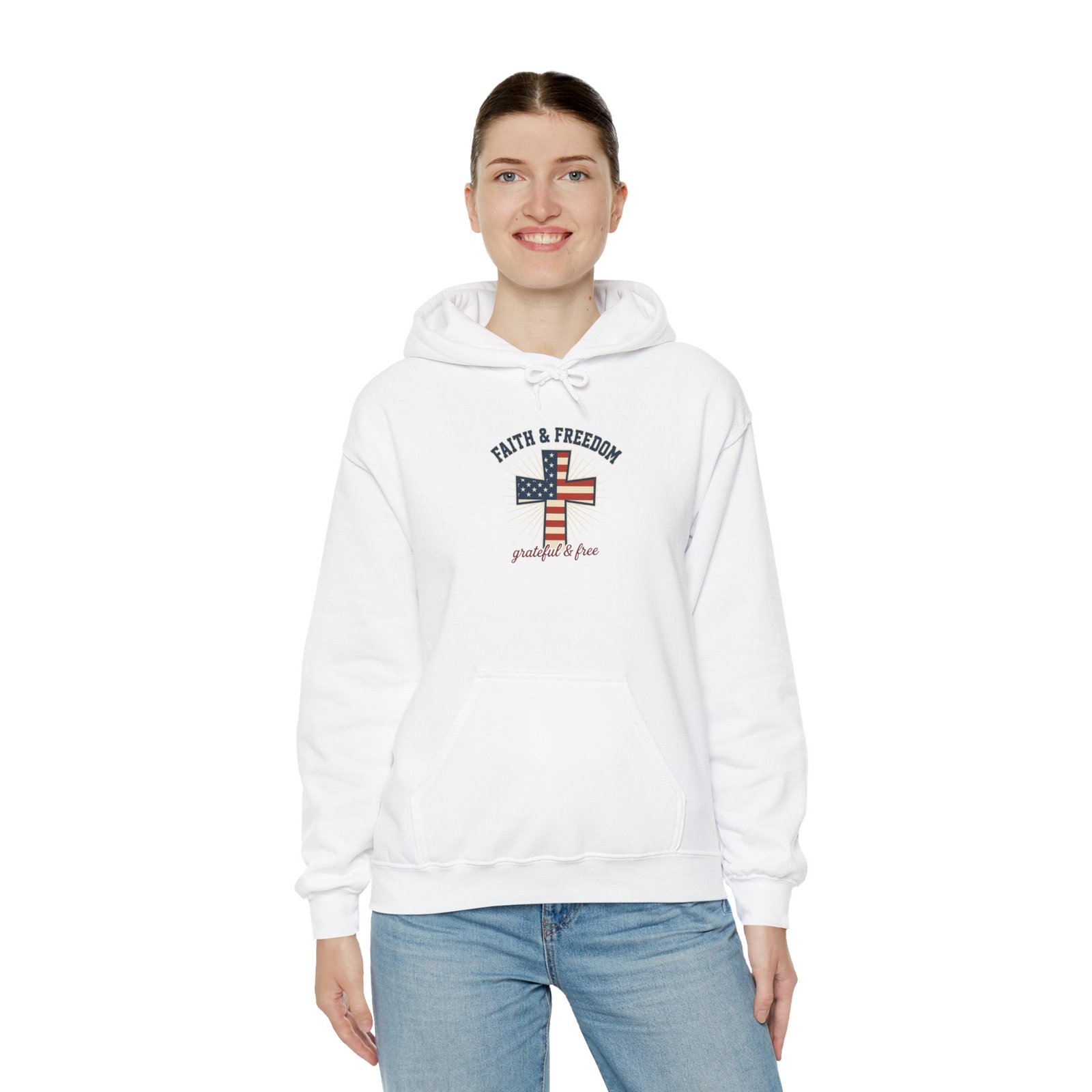 Faith & Freedom Flag Cross Hoodie | patriotic, faith-based, vintage Americana - Image 10