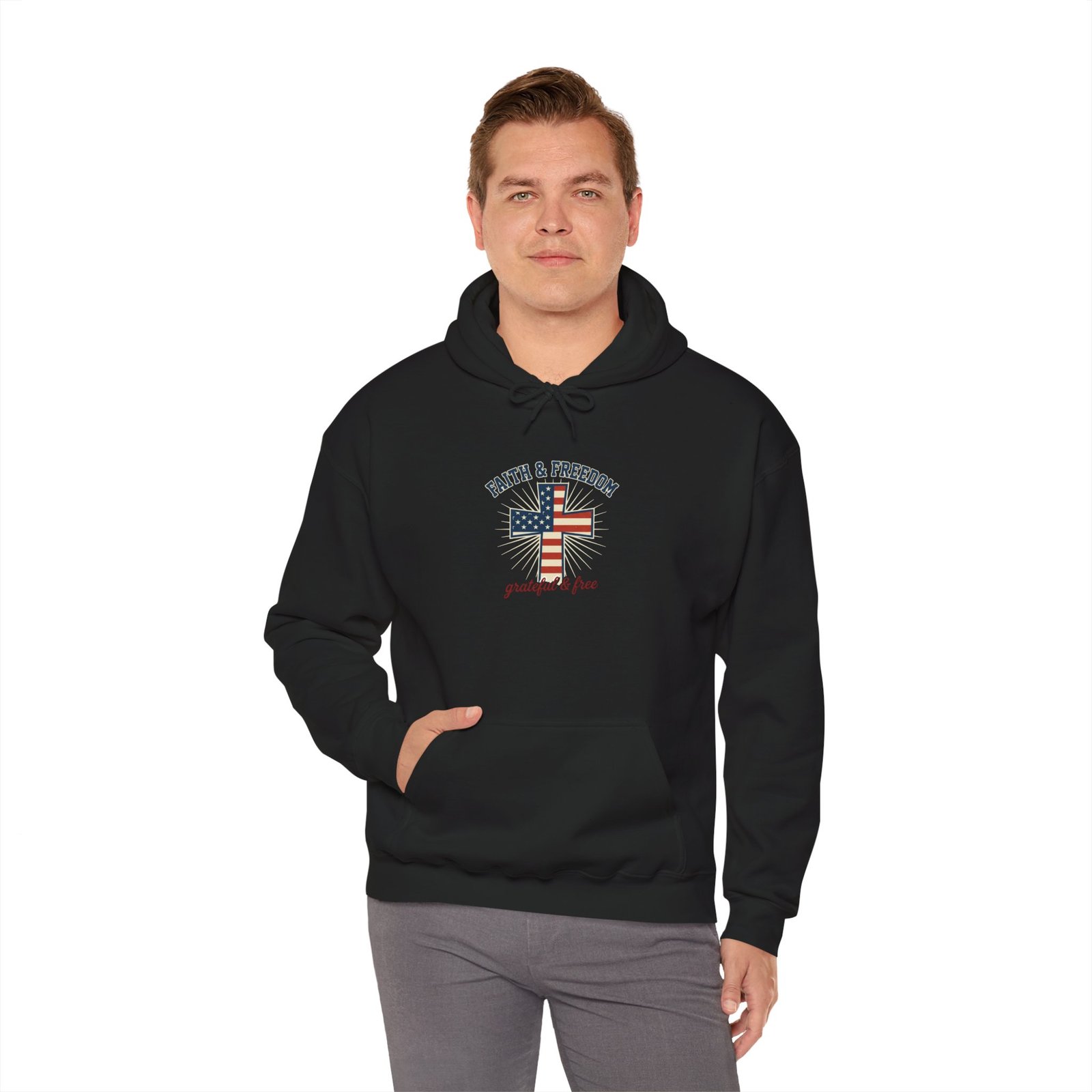 Faith & Freedom Flag Cross Hoodie | patriotic, faith-based, vintage Americana - Image 29