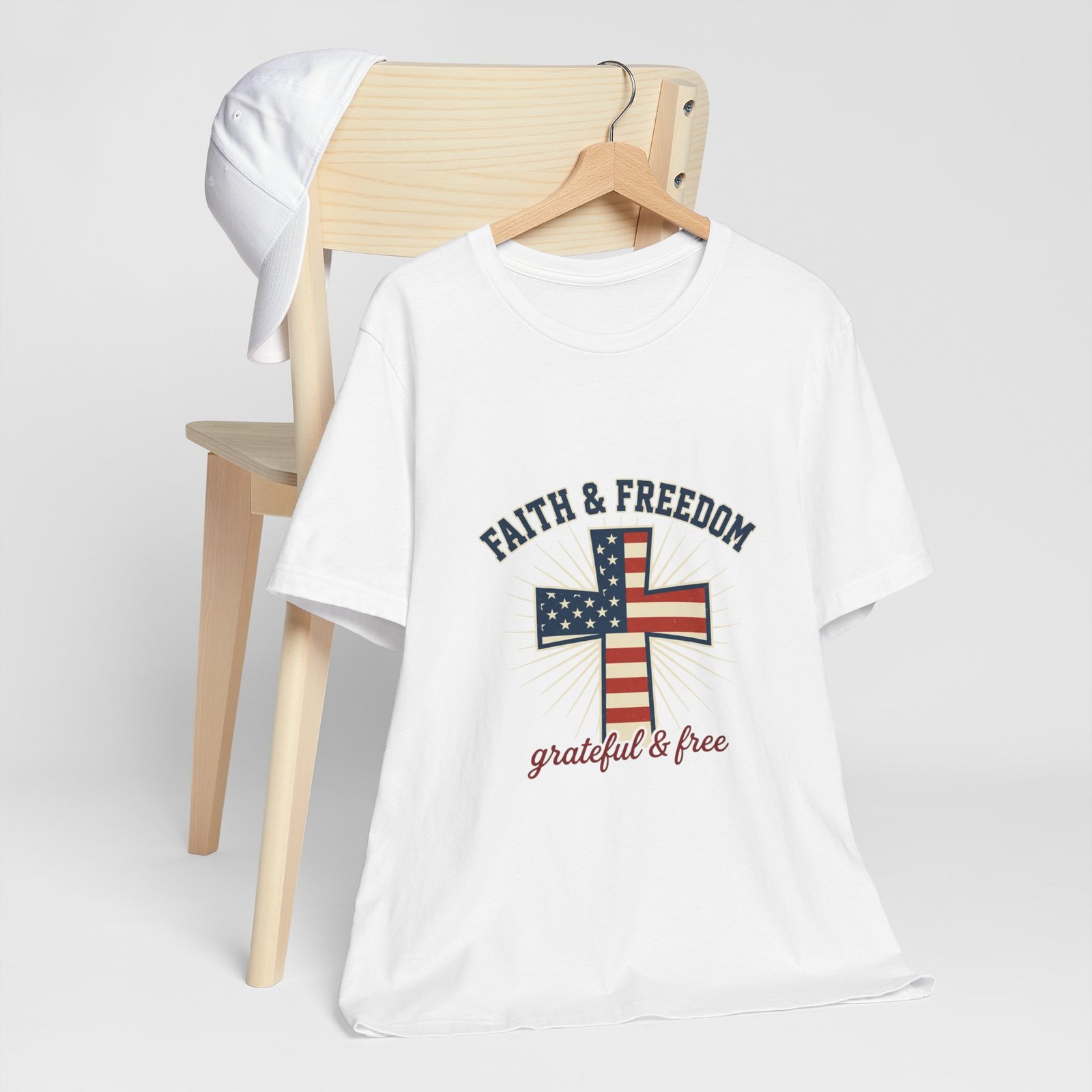 Faith & Freedom Cross Tee | Patriotic, Faith-Based July 4th Vintage Americana - Image 6