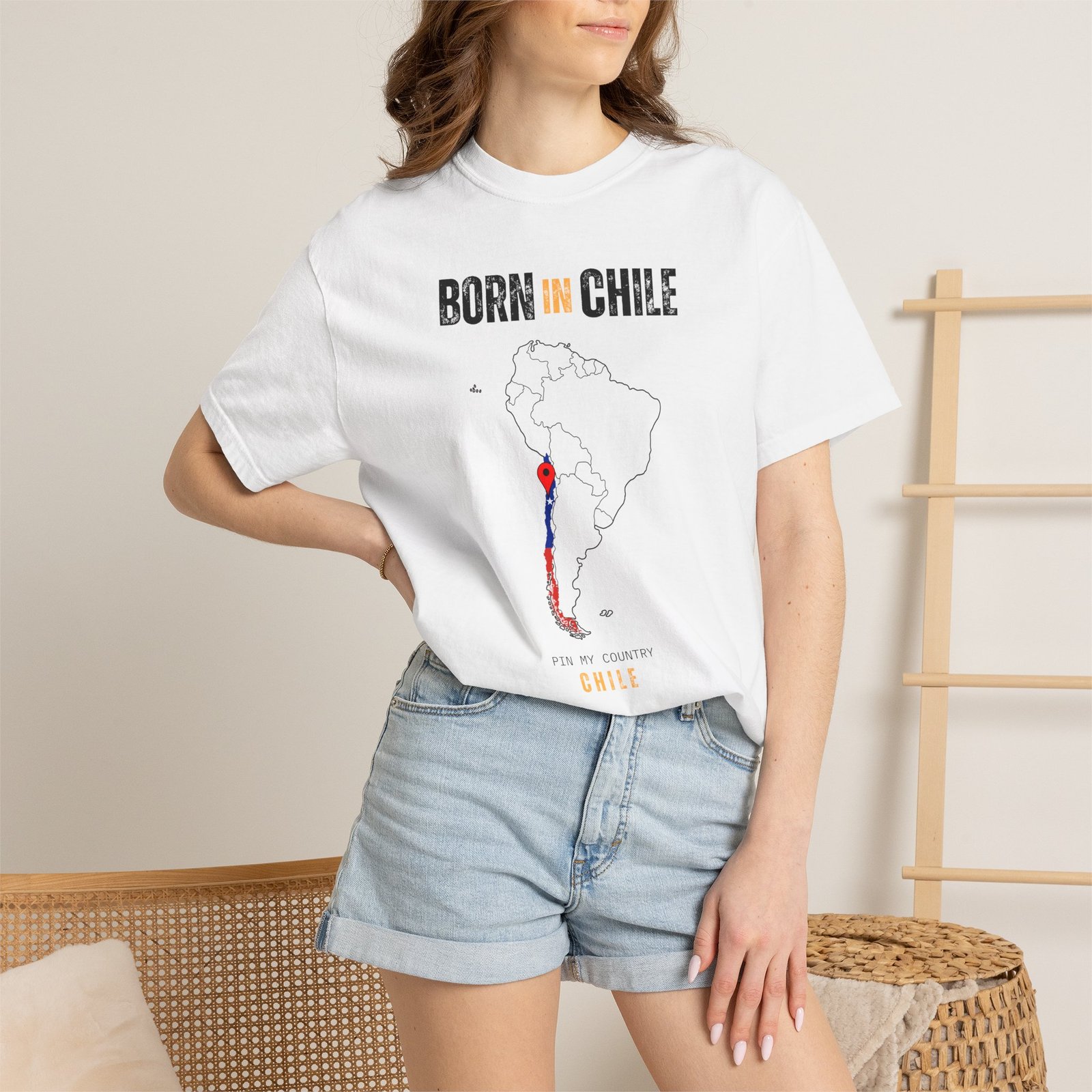 Born in Chile- country Map Graphic Tee - Image 4