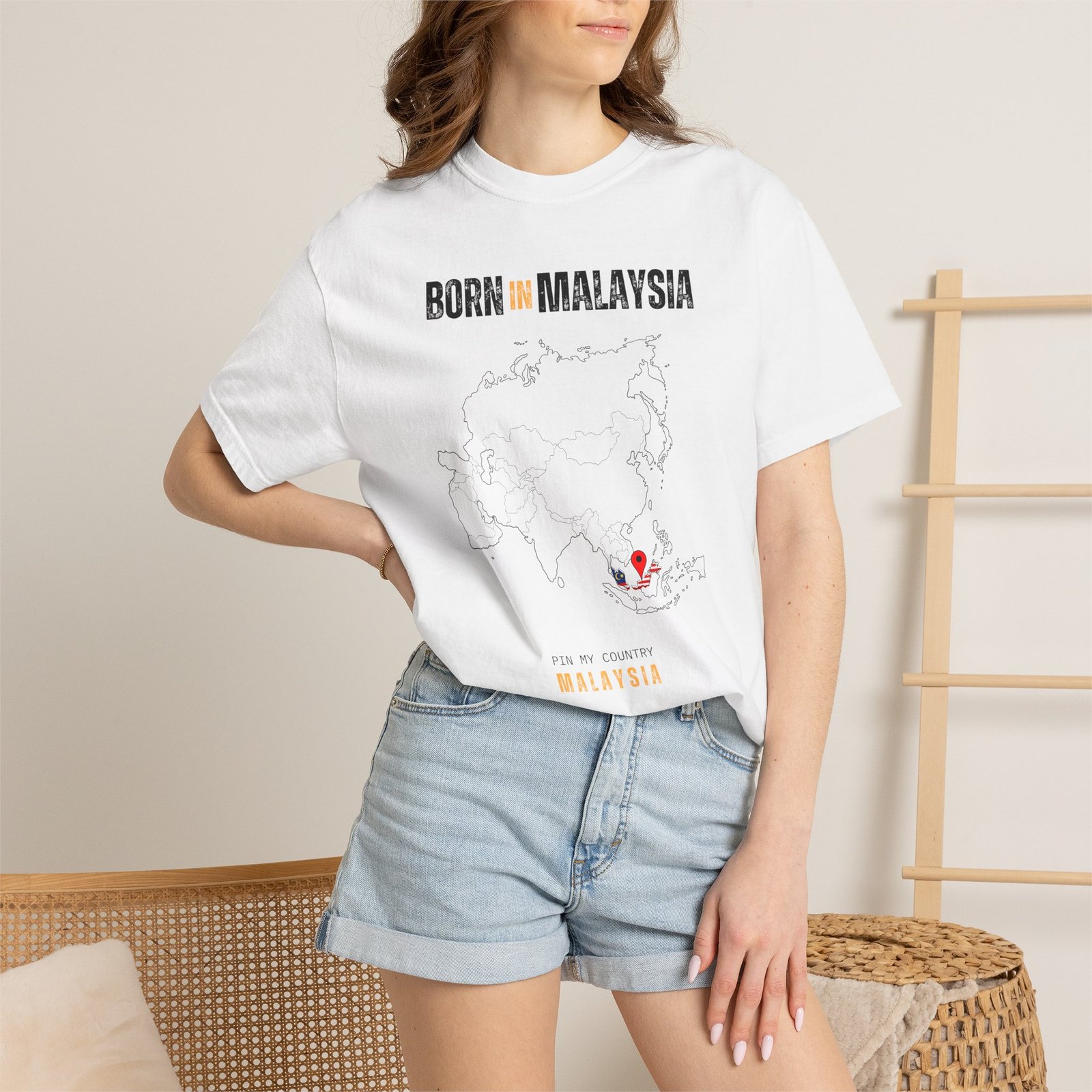 Born in Malaysia T-Shirt — Country Map Graphic Tee - Image 4
