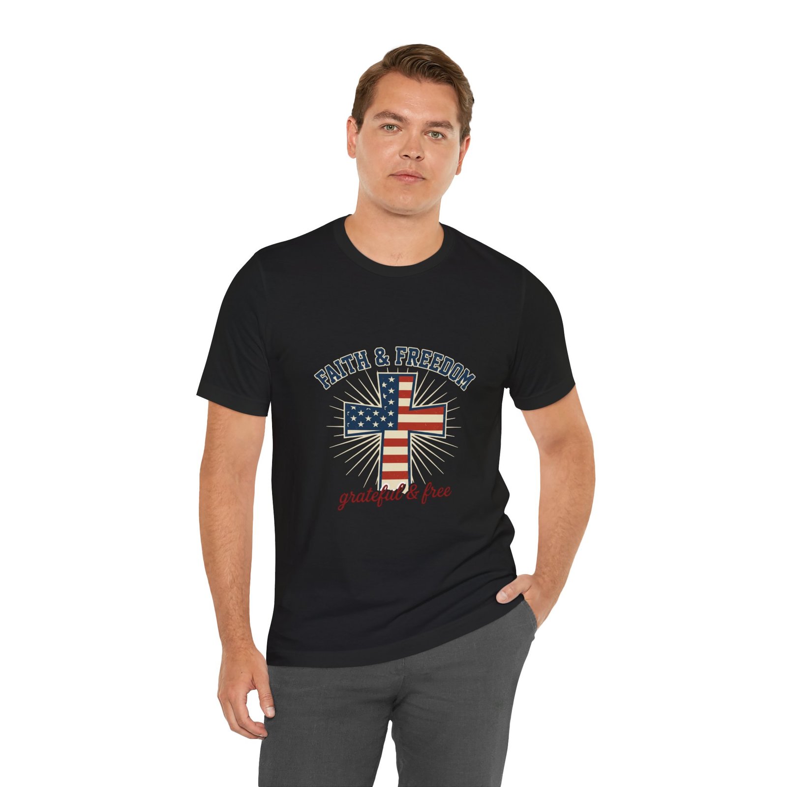 Faith & Freedom Cross Tee | Patriotic, Faith-Based July 4th Vintage Americana - Image 45