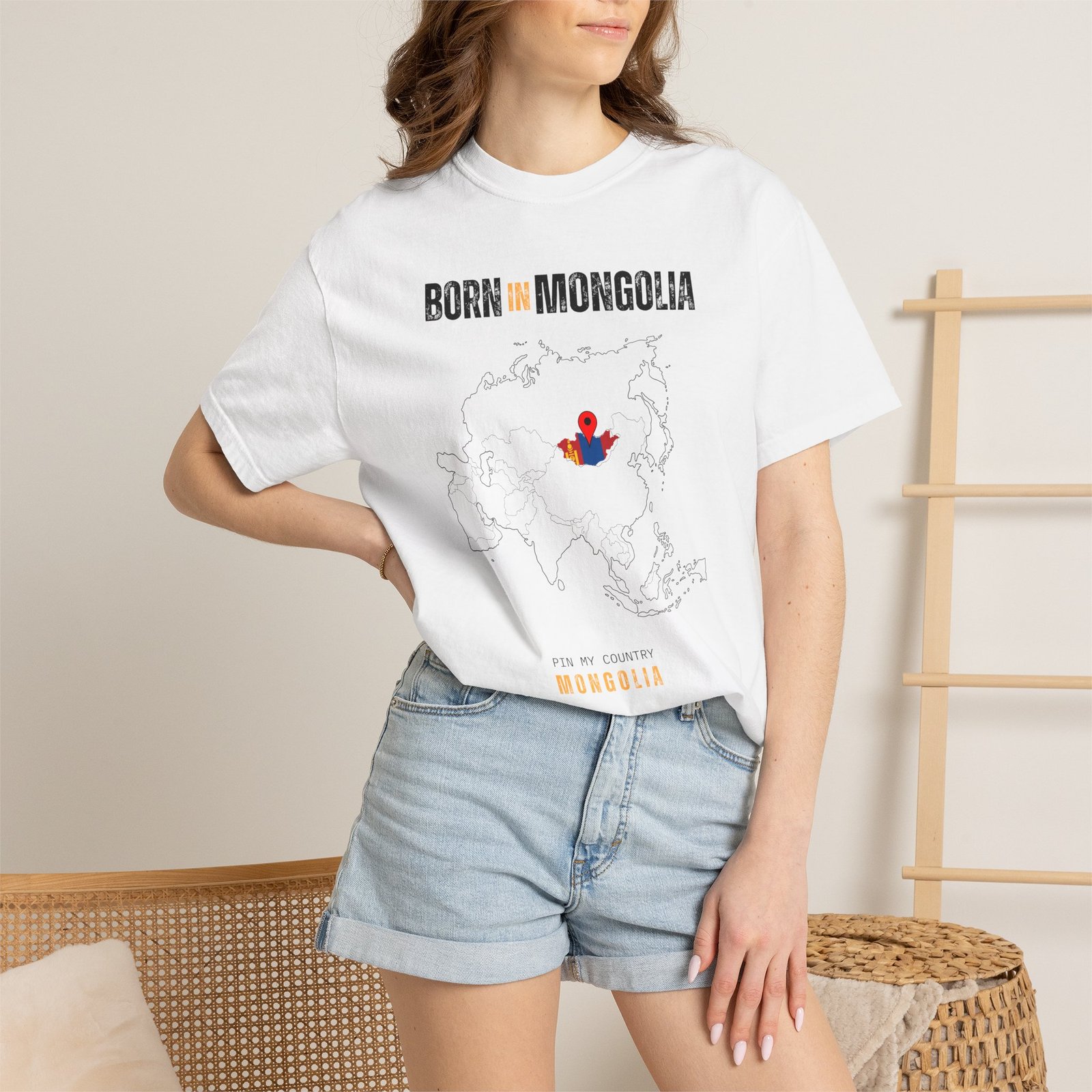 Born in Mongolia T-Shirt — Country Map Graphic Tee - Image 4