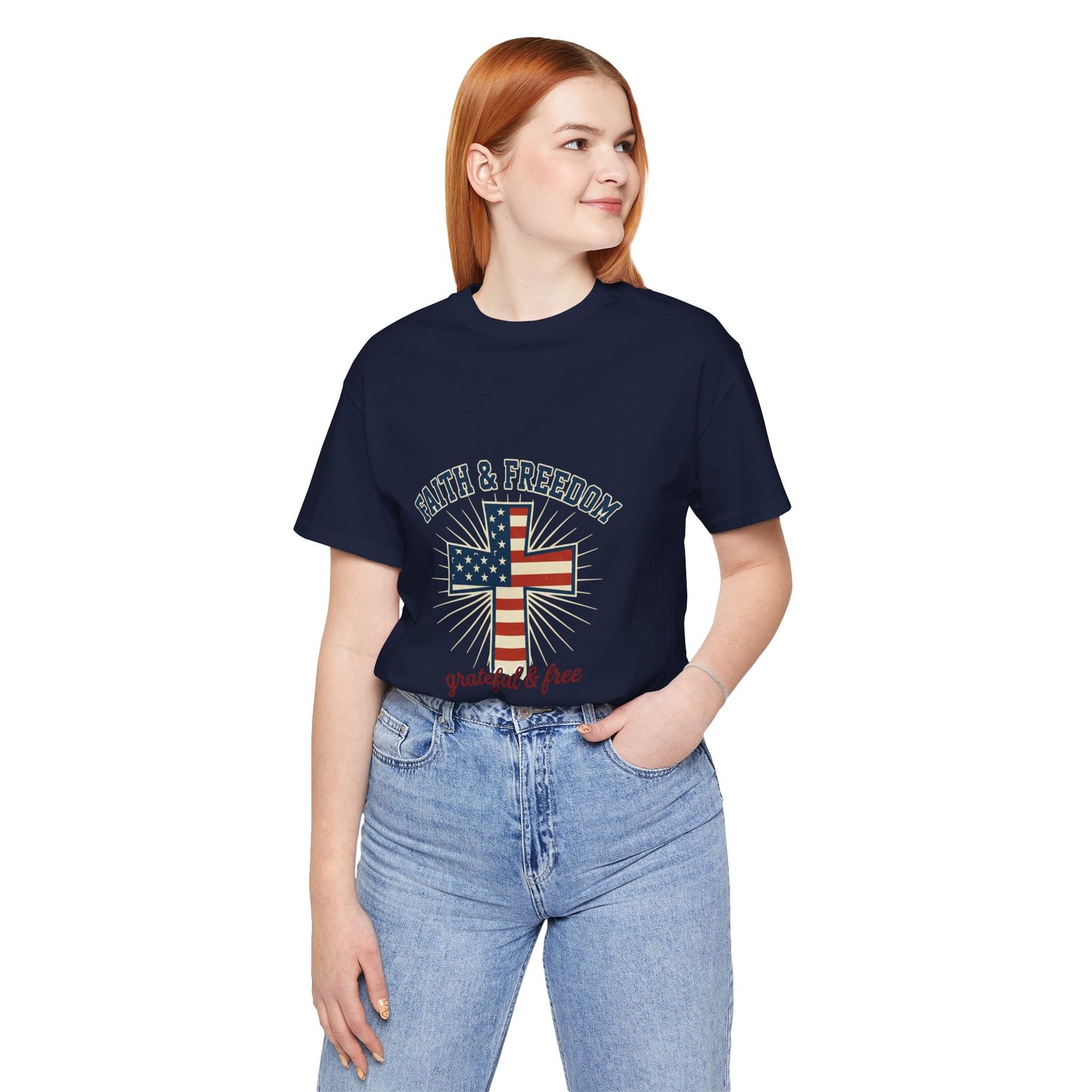 Faith & Freedom Cross Tee | Patriotic, Faith-Based July 4th Vintage Americana - Image 148