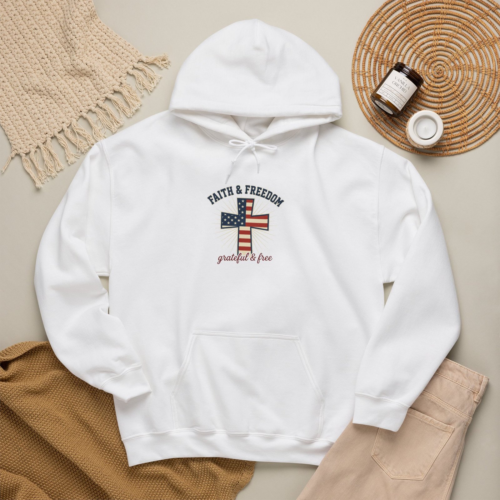 Faith & Freedom Flag Cross Hoodie | patriotic, faith-based, vintage Americana - Image 6