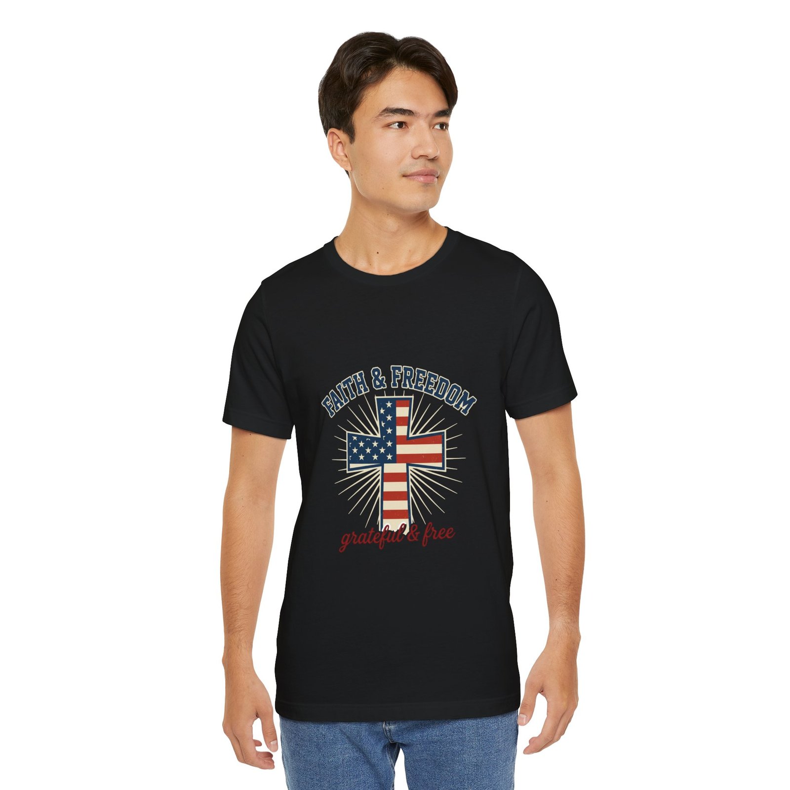 Faith & Freedom Cross Tee | Patriotic, Faith-Based July 4th Vintage Americana - Image 51