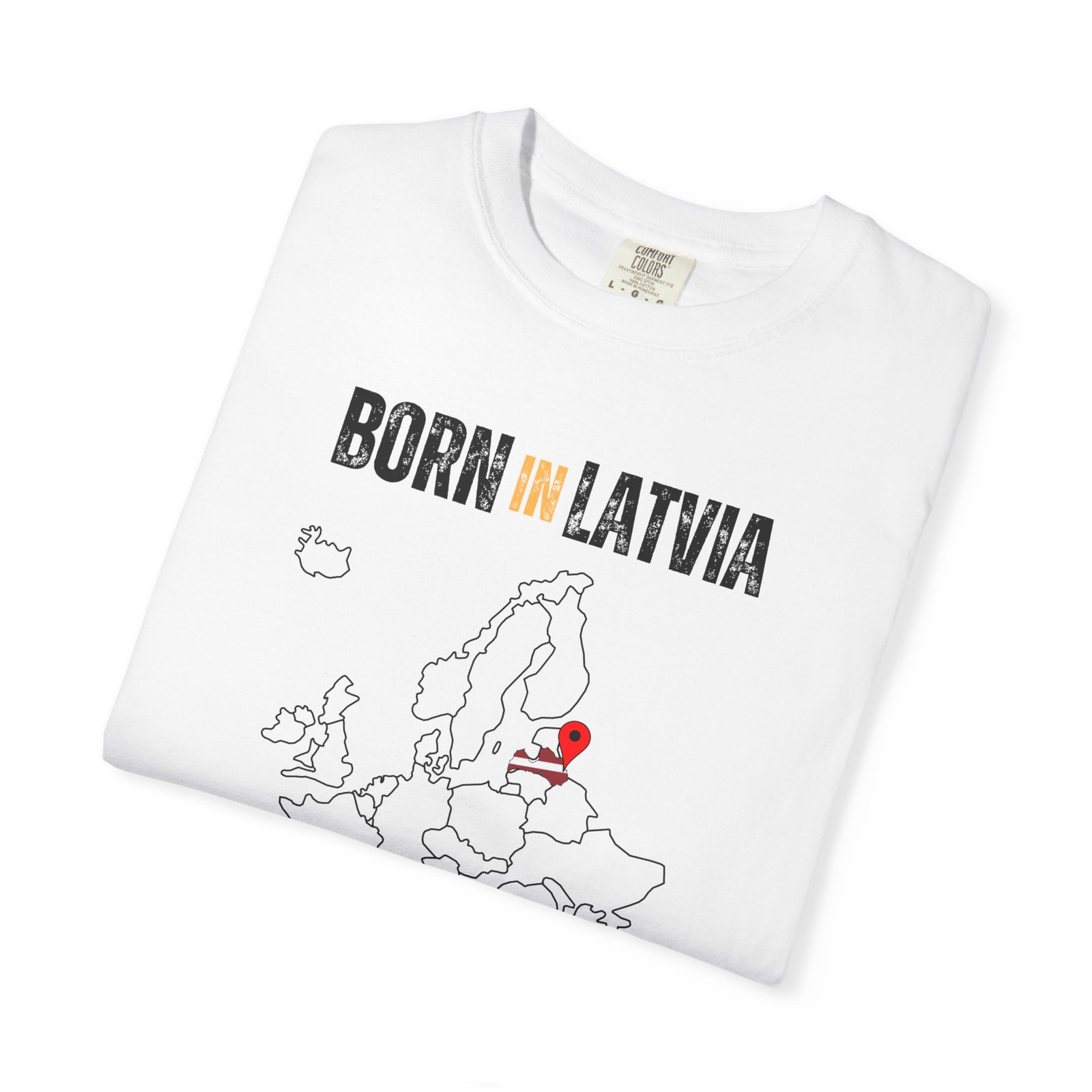 Born in Latvia T-Shirt — Country Map Graphic Tee - Image 3