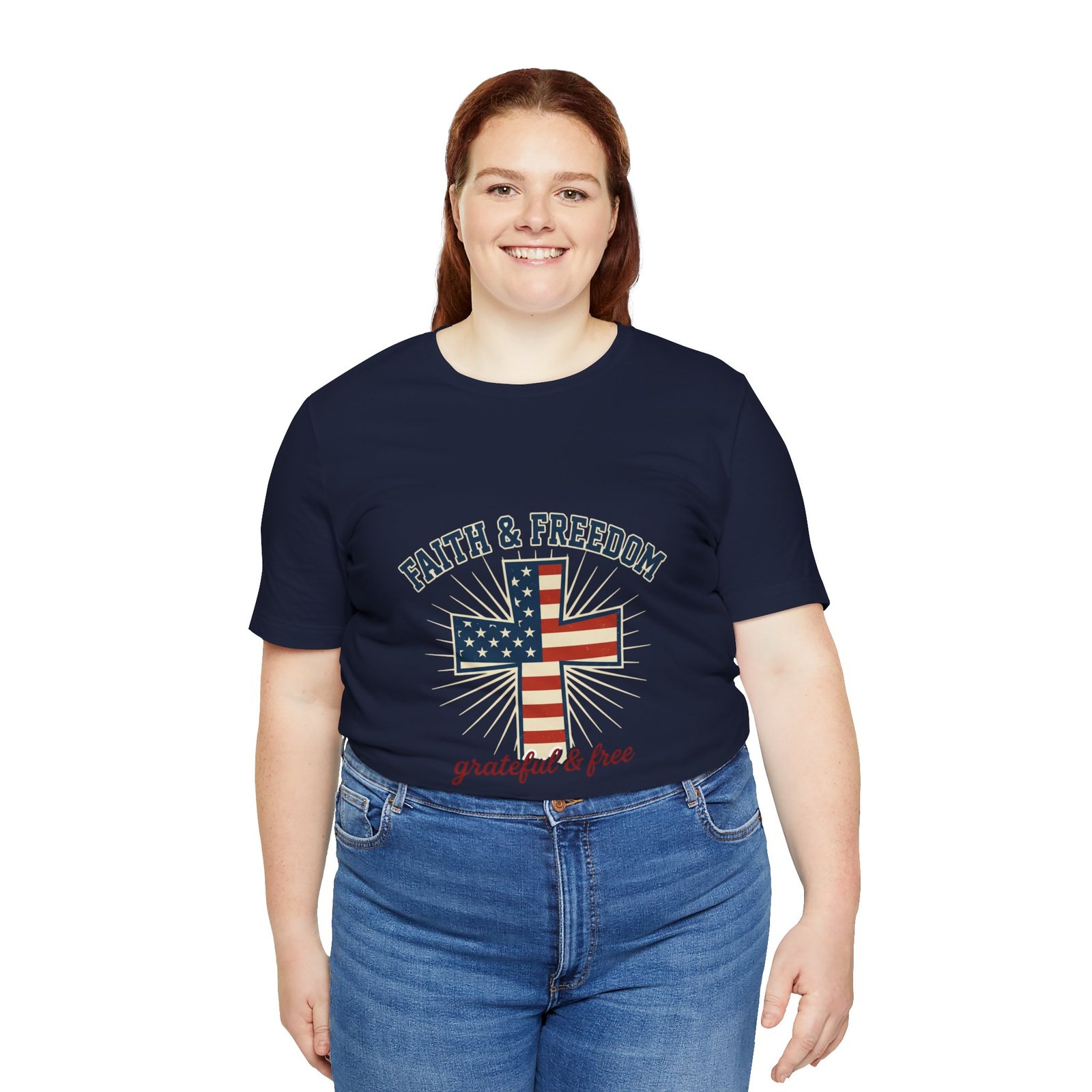 Faith & Freedom Cross Tee | Patriotic, Faith-Based July 4th Vintage Americana - Image 145