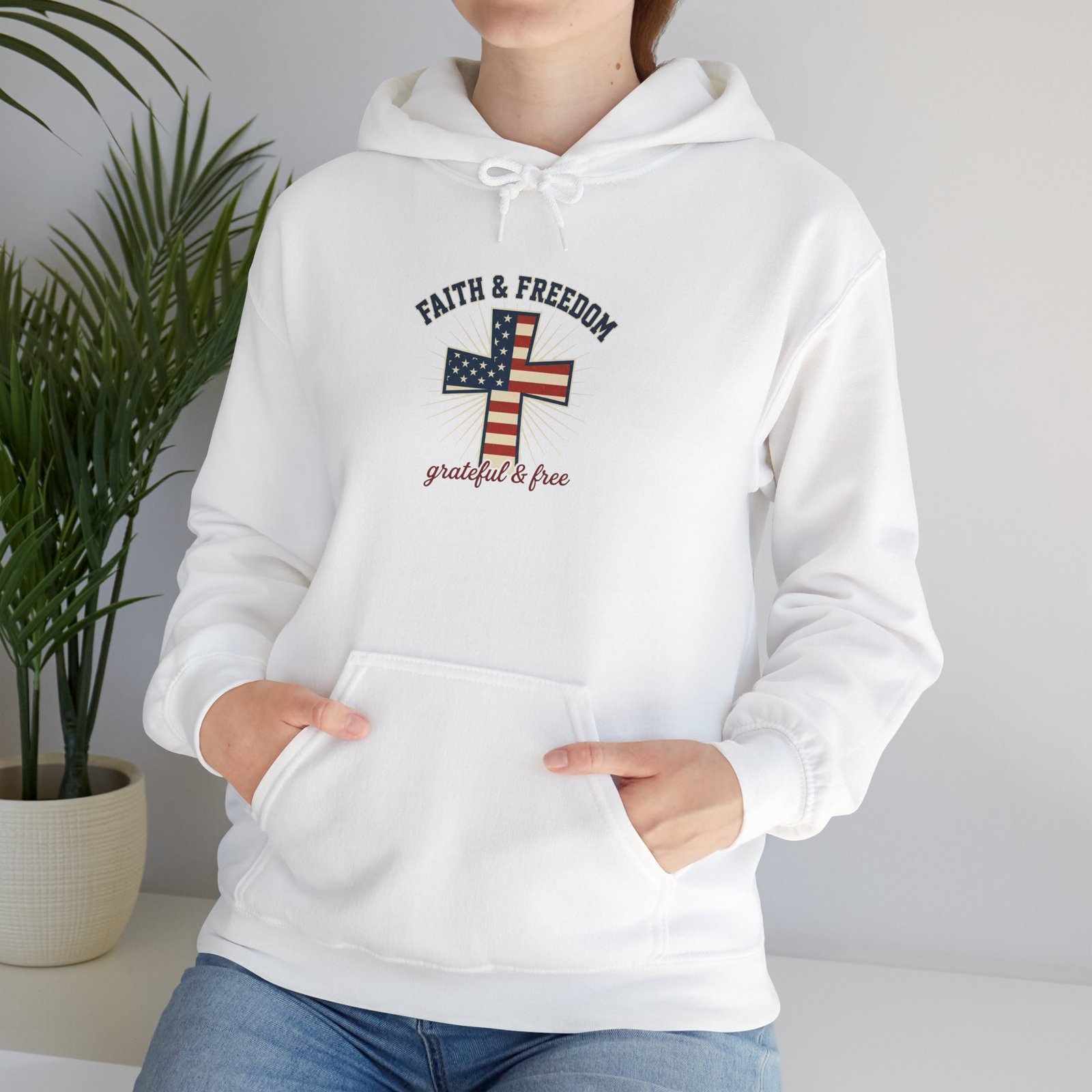 Faith & Freedom Flag Cross Hoodie | patriotic, faith-based, vintage Americana - Image 17