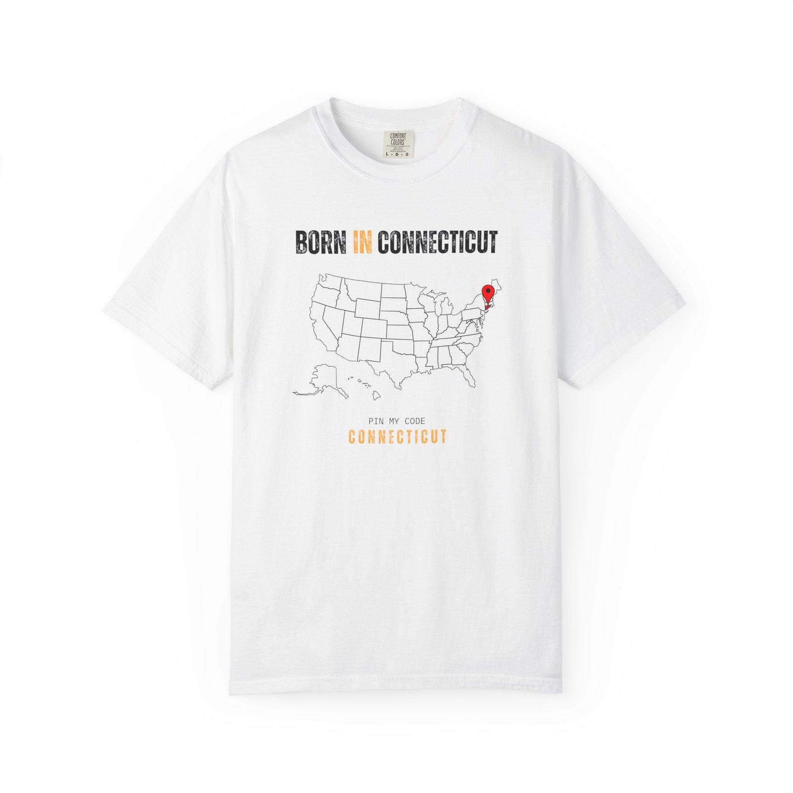 Born in Connecticut T-Shirt — State Map Graphic Tee