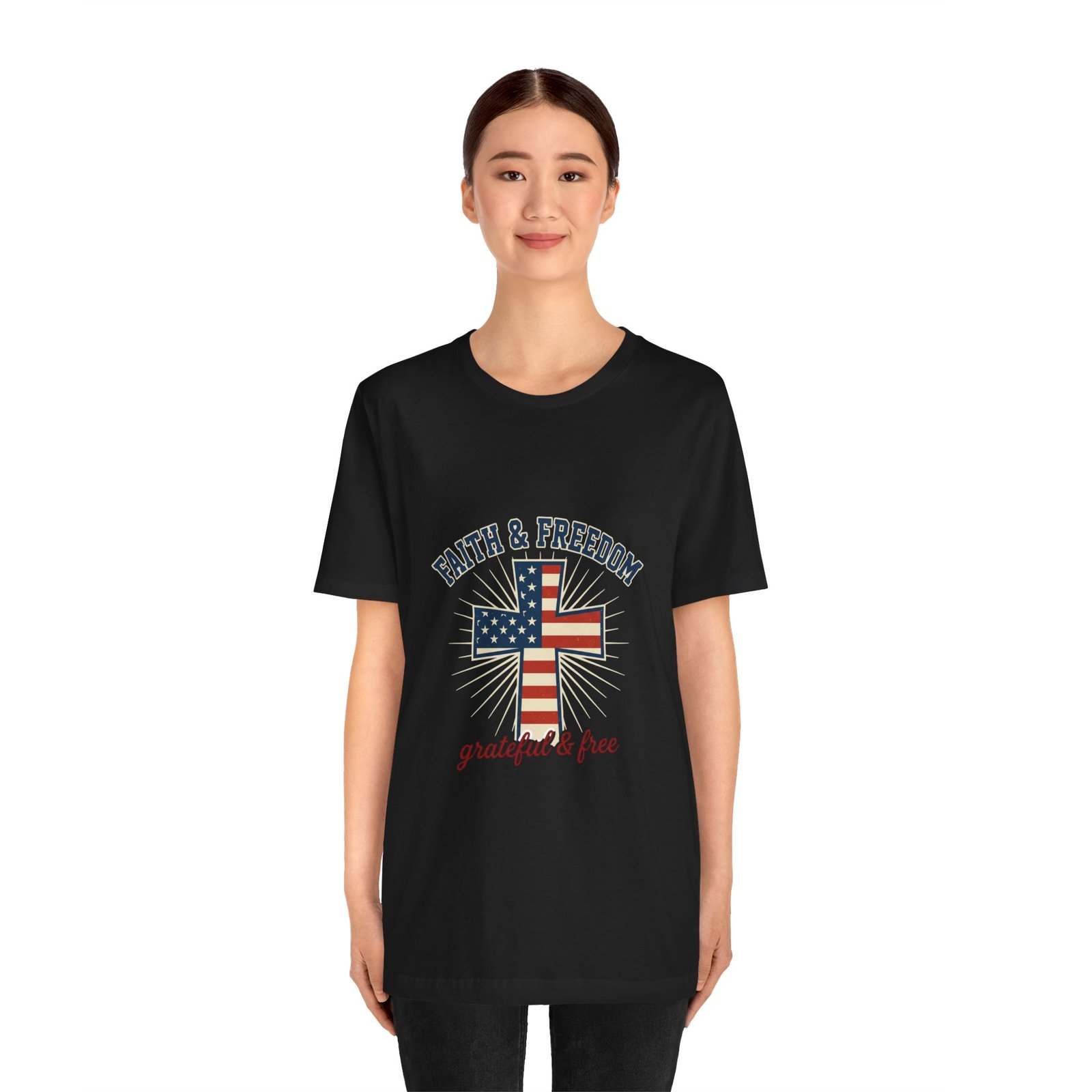 Faith & Freedom Cross Tee | Patriotic, Faith-Based July 4th Vintage Americana - Image 42