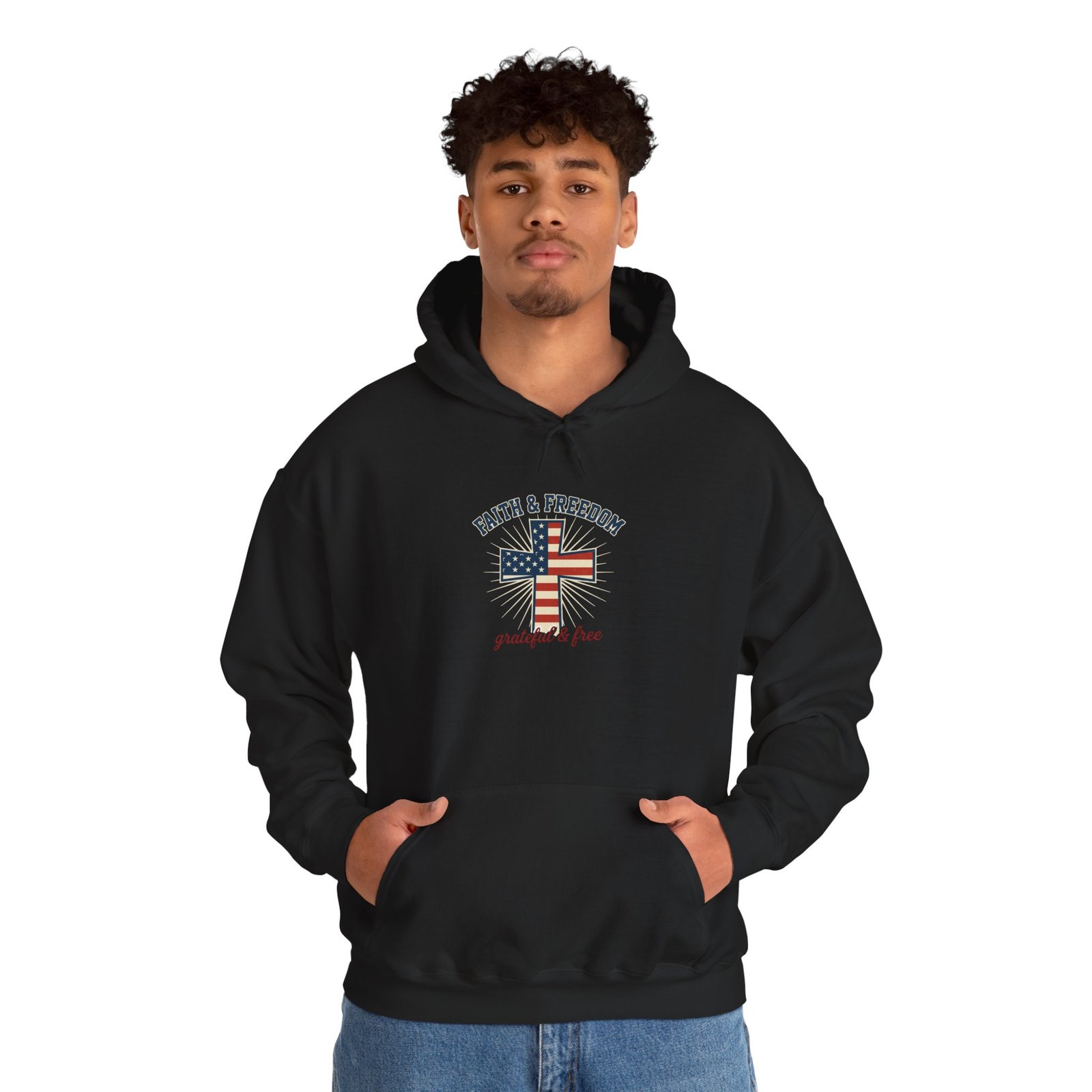 Faith & Freedom Flag Cross Hoodie | patriotic, faith-based, vintage Americana - Image 27