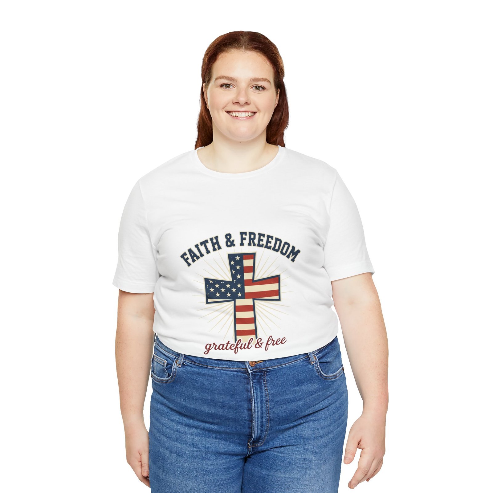 Faith & Freedom Cross Tee | Patriotic, Faith-Based July 4th Vintage Americana - Image 13