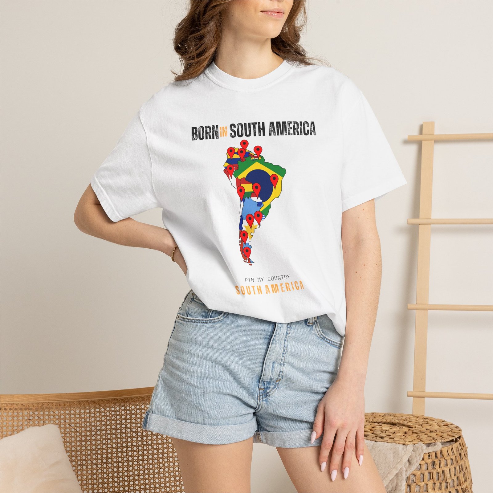 Born in South America T-Shirt — Country Map Graphic Tee - Image 4