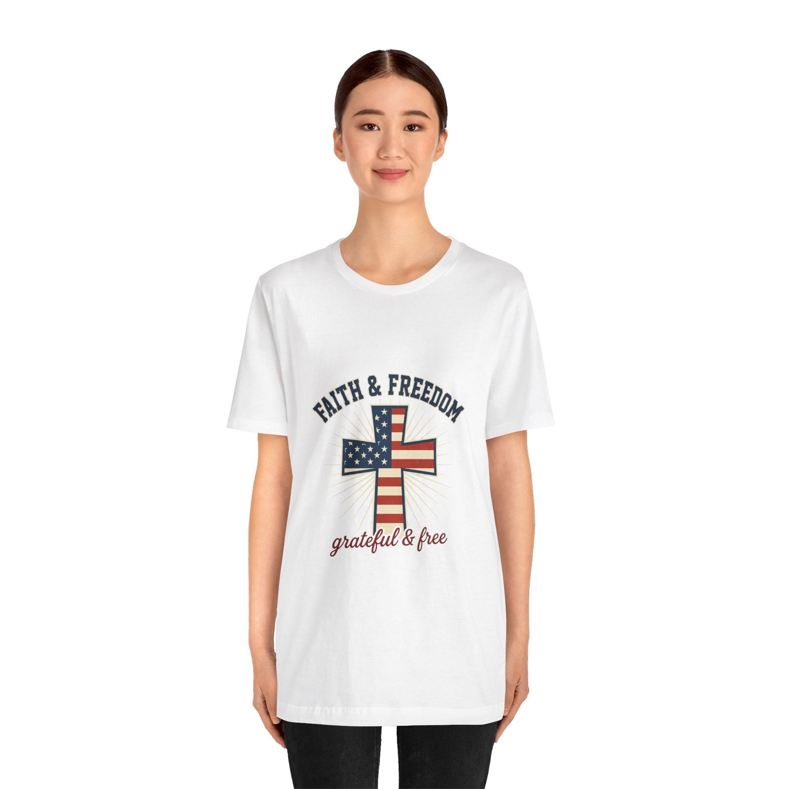Faith & Freedom Cross Tee | Patriotic, Faith-Based July 4th Vintage Americana - Image 9