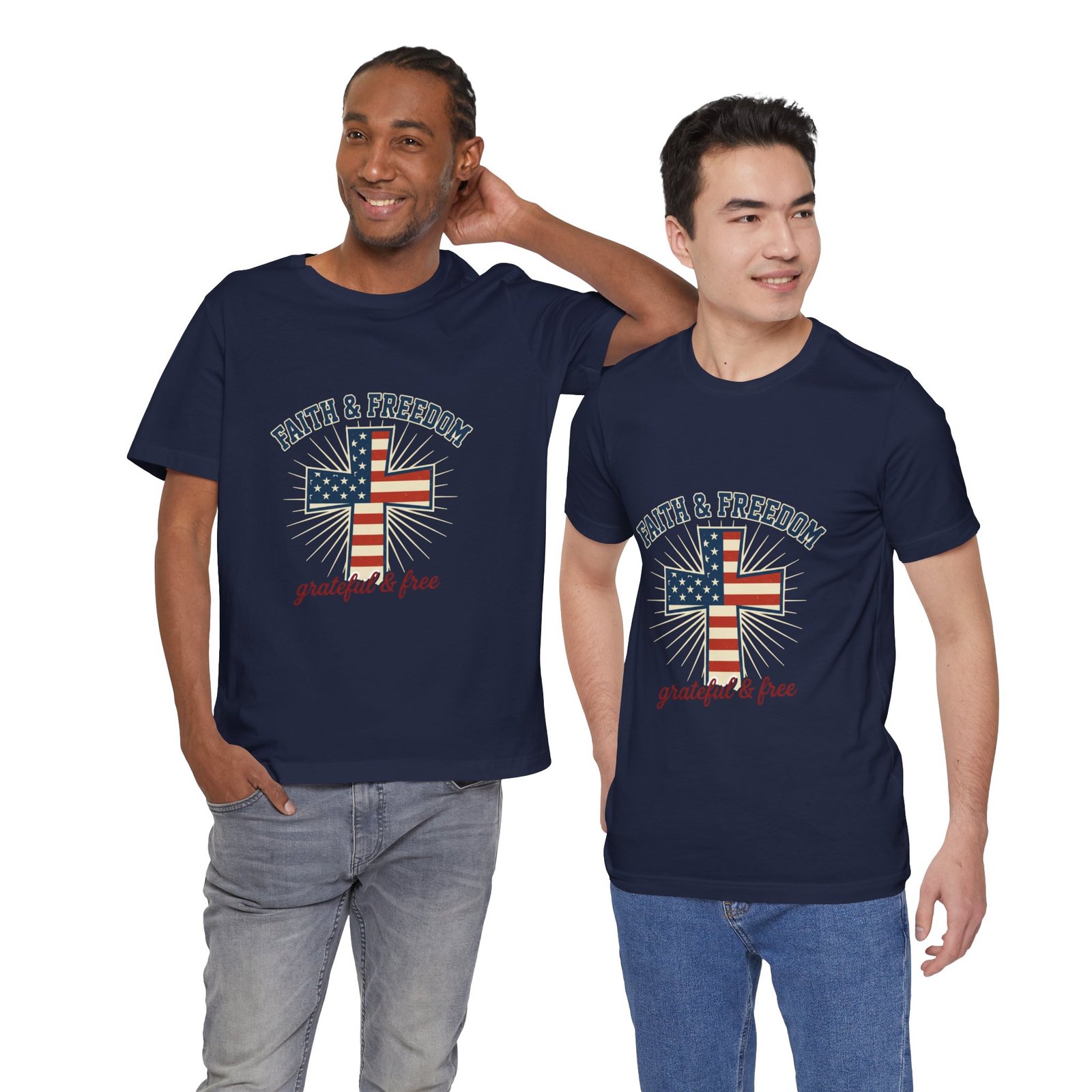 Faith & Freedom Cross Tee | Patriotic, Faith-Based July 4th Vintage Americana - Image 158