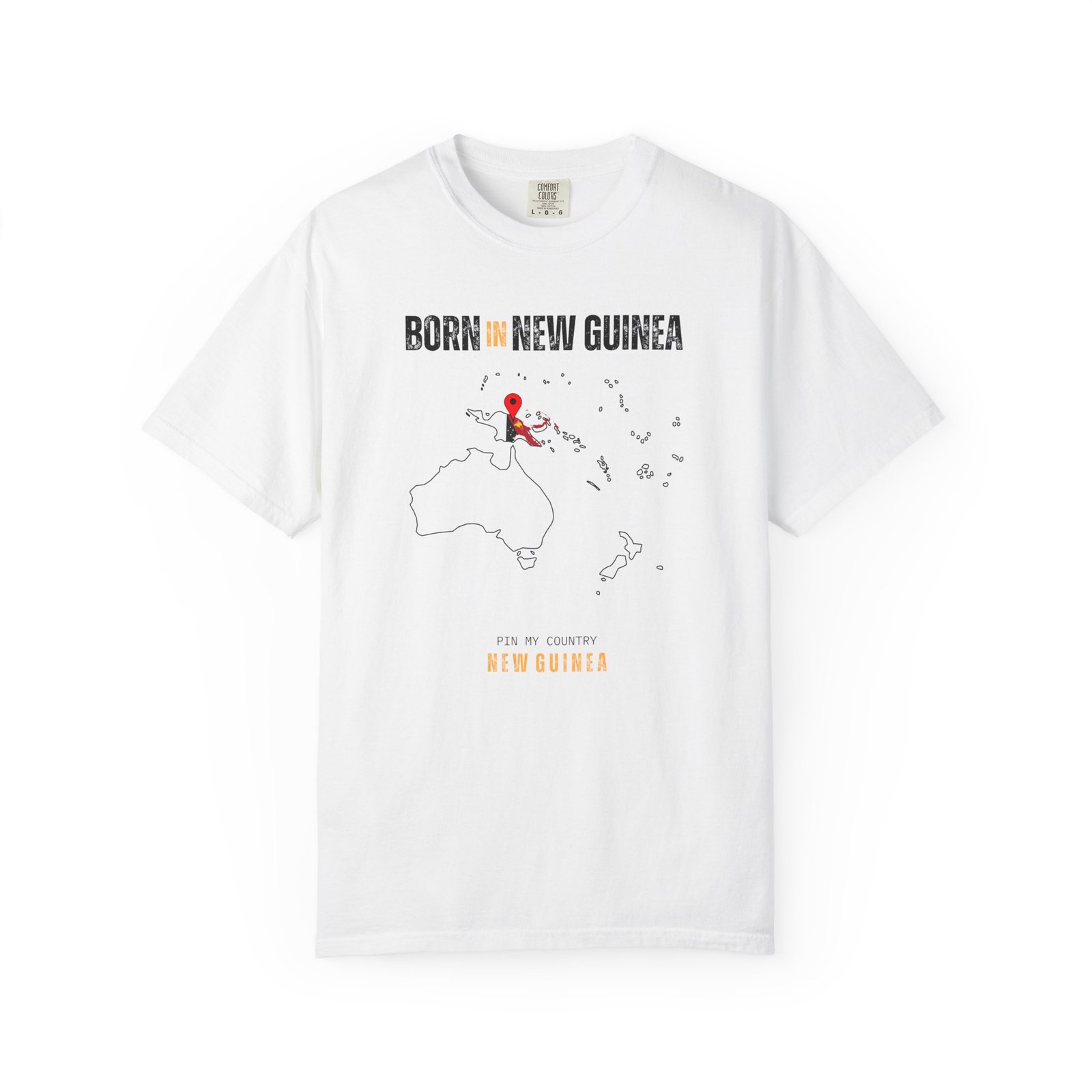 Born in New Guinea Country Map Graphic Tee