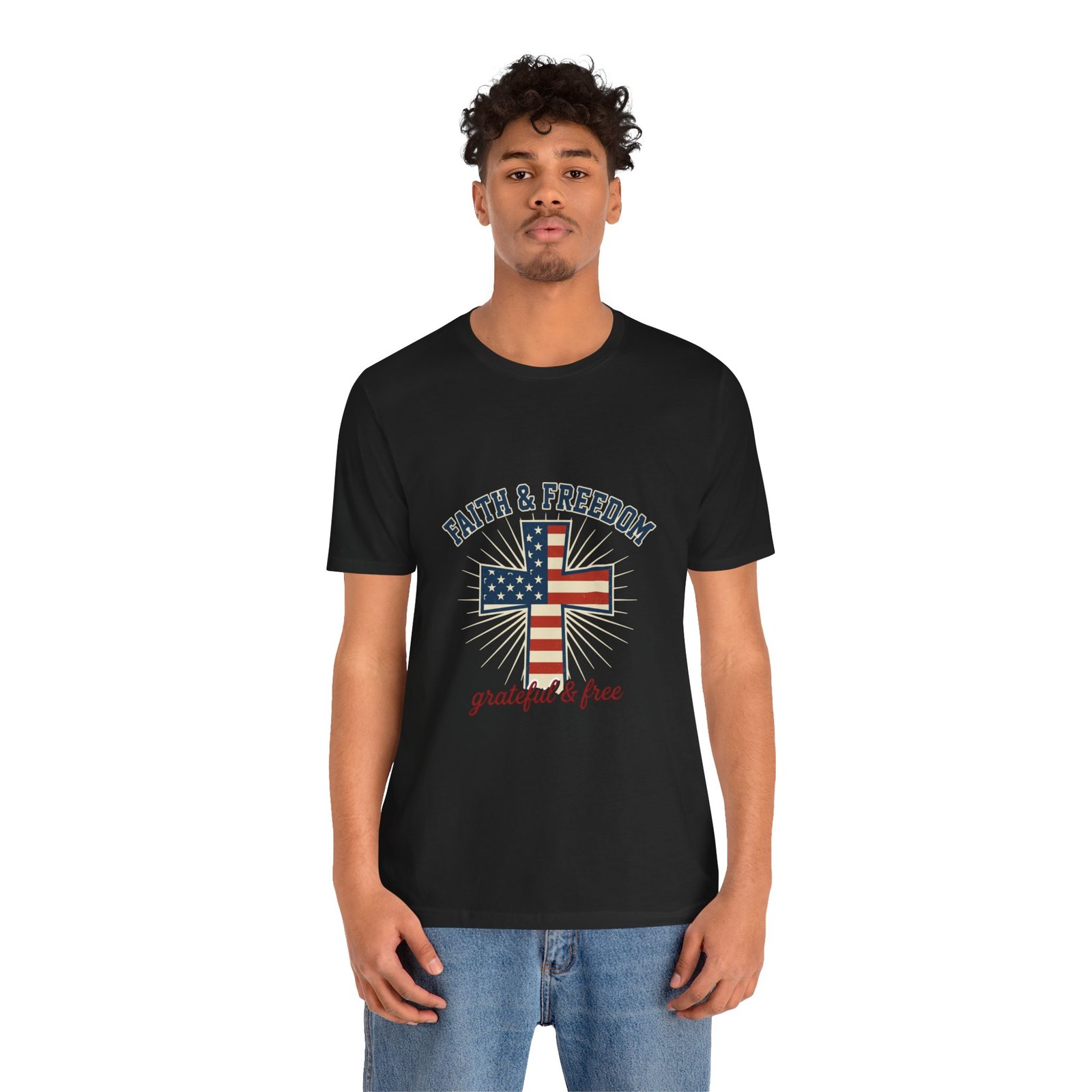 Faith & Freedom Cross Tee | Patriotic, Faith-Based July 4th Vintage Americana - Image 43