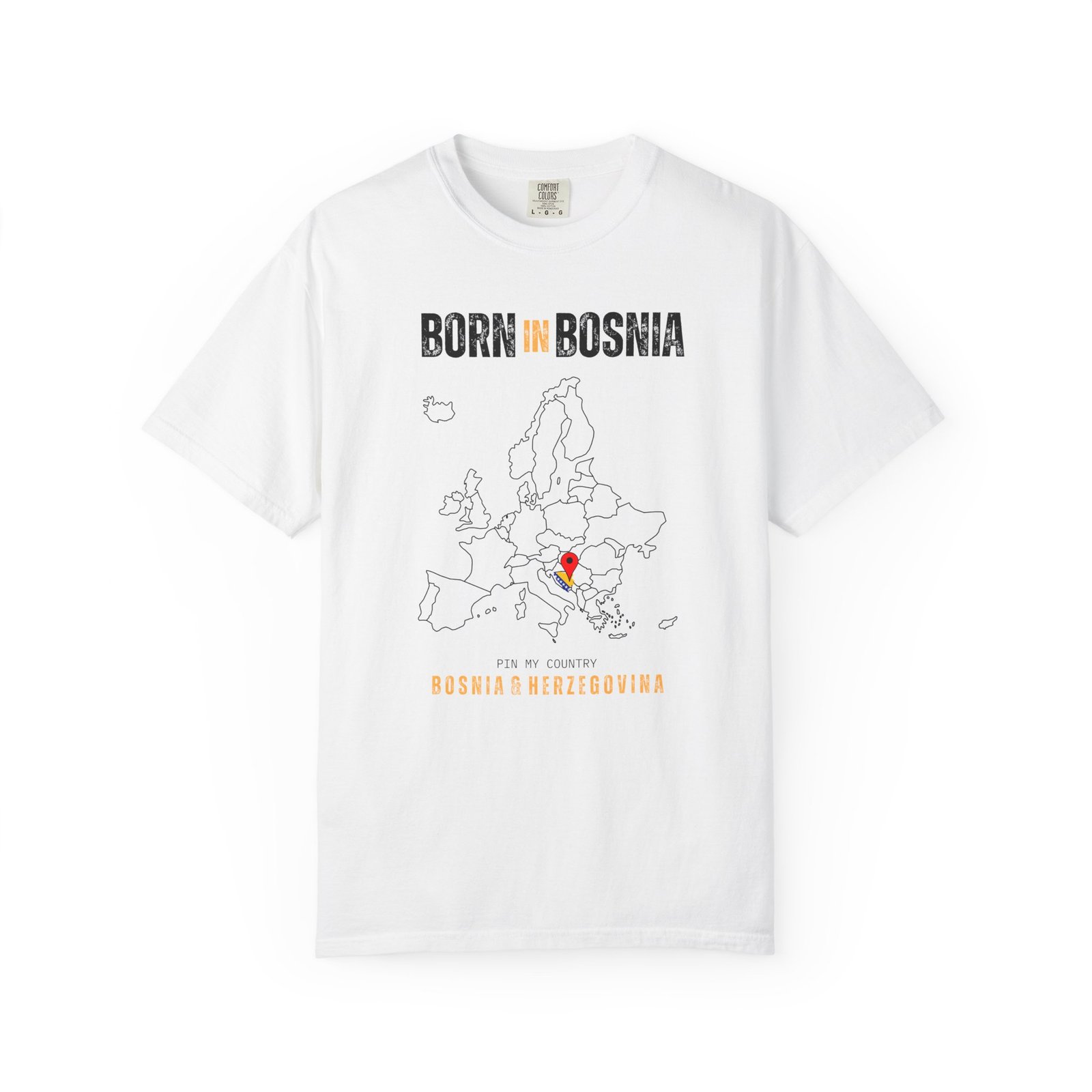 Born in Bosnia T-Shirt — Country Map Graphic Tee