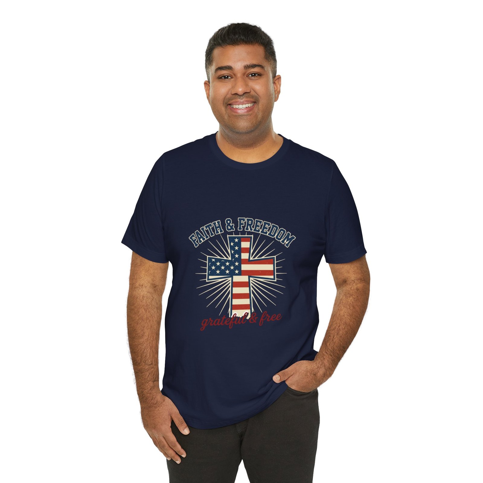 Faith & Freedom Cross Tee | Patriotic, Faith-Based July 4th Vintage Americana - Image 146