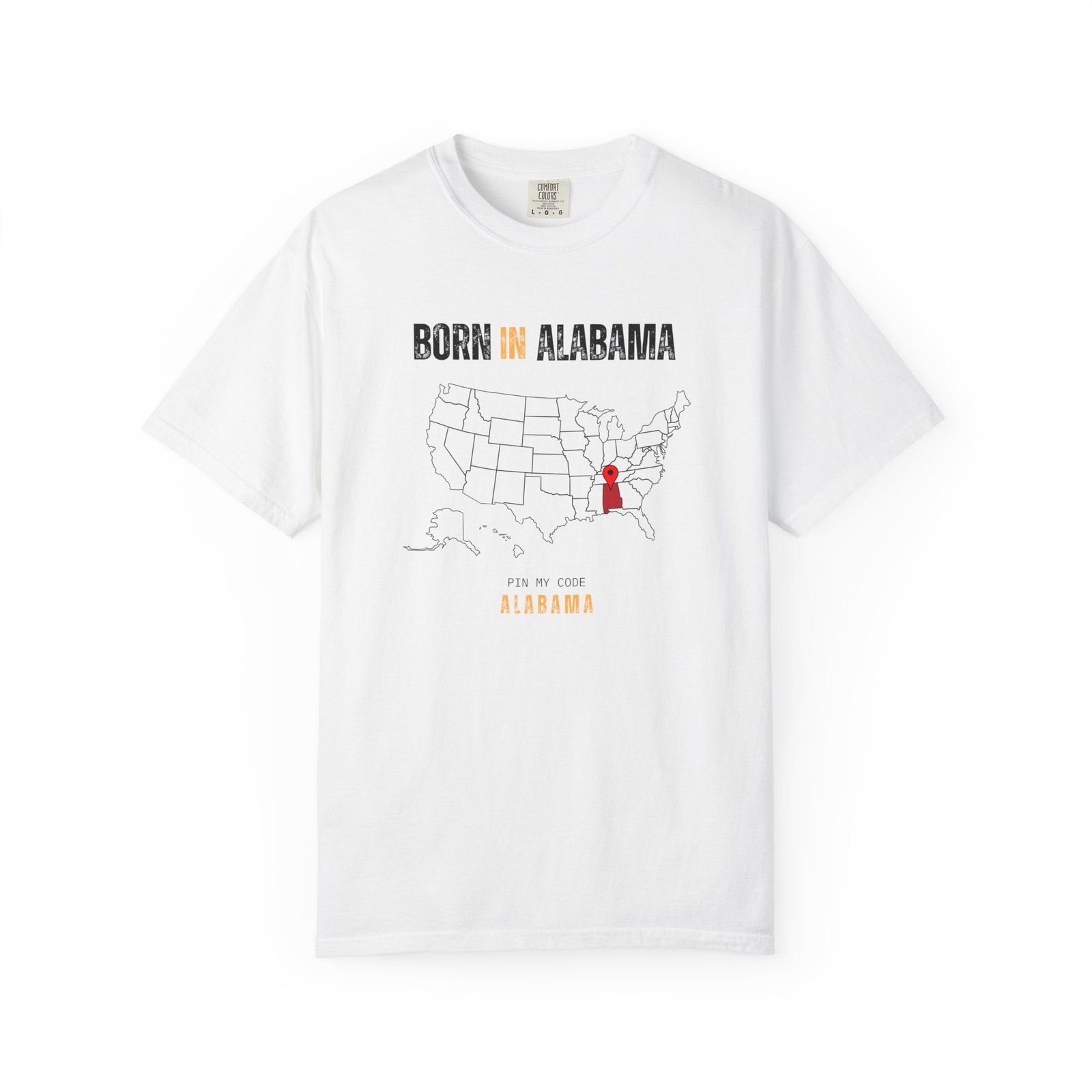 Born in Alabama T-Shirt — State Map Graphic Tee - Image 2