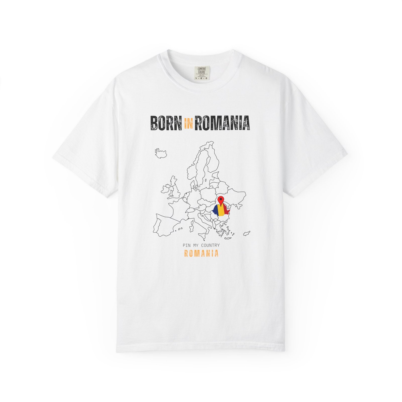 Born in Romania T-Shirt — Country Map Graphic Tee