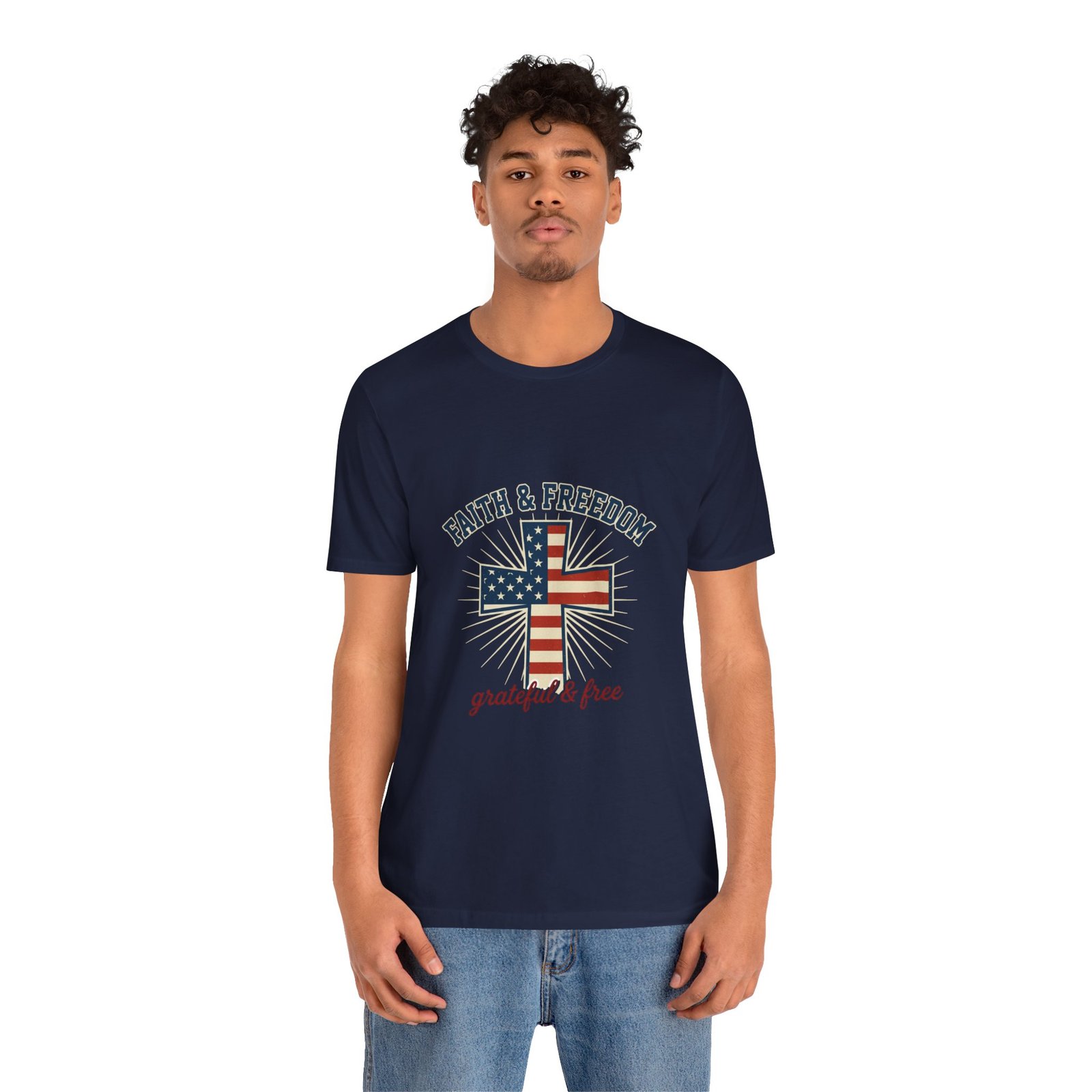 Faith & Freedom Cross Tee | Patriotic, Faith-Based July 4th Vintage Americana - Image 142