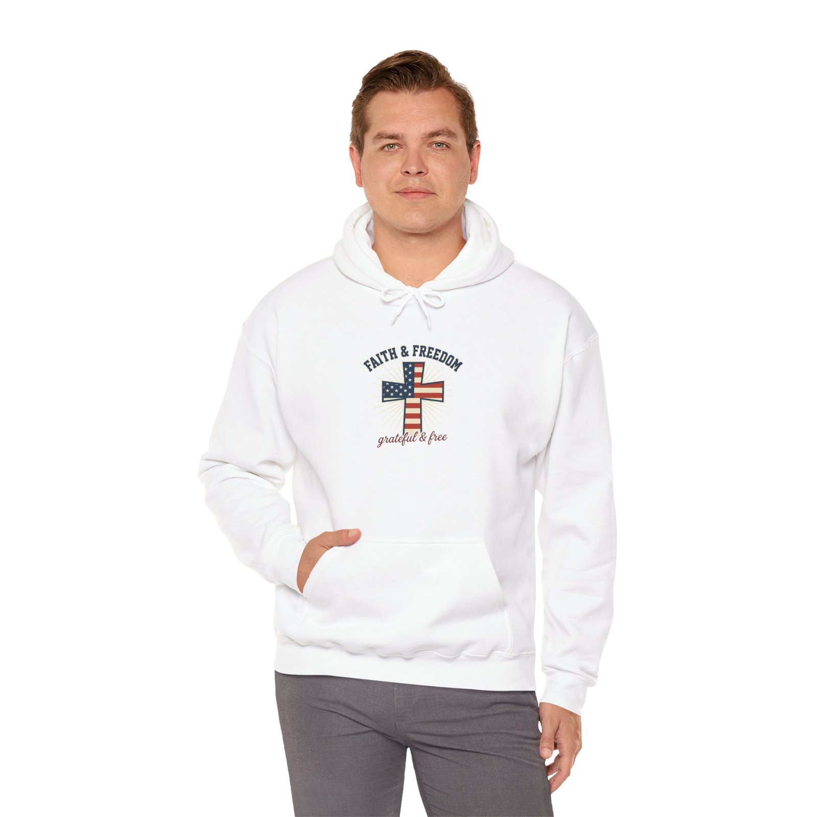 Faith & Freedom Flag Cross Hoodie | patriotic, faith-based, vintage Americana - Image 11