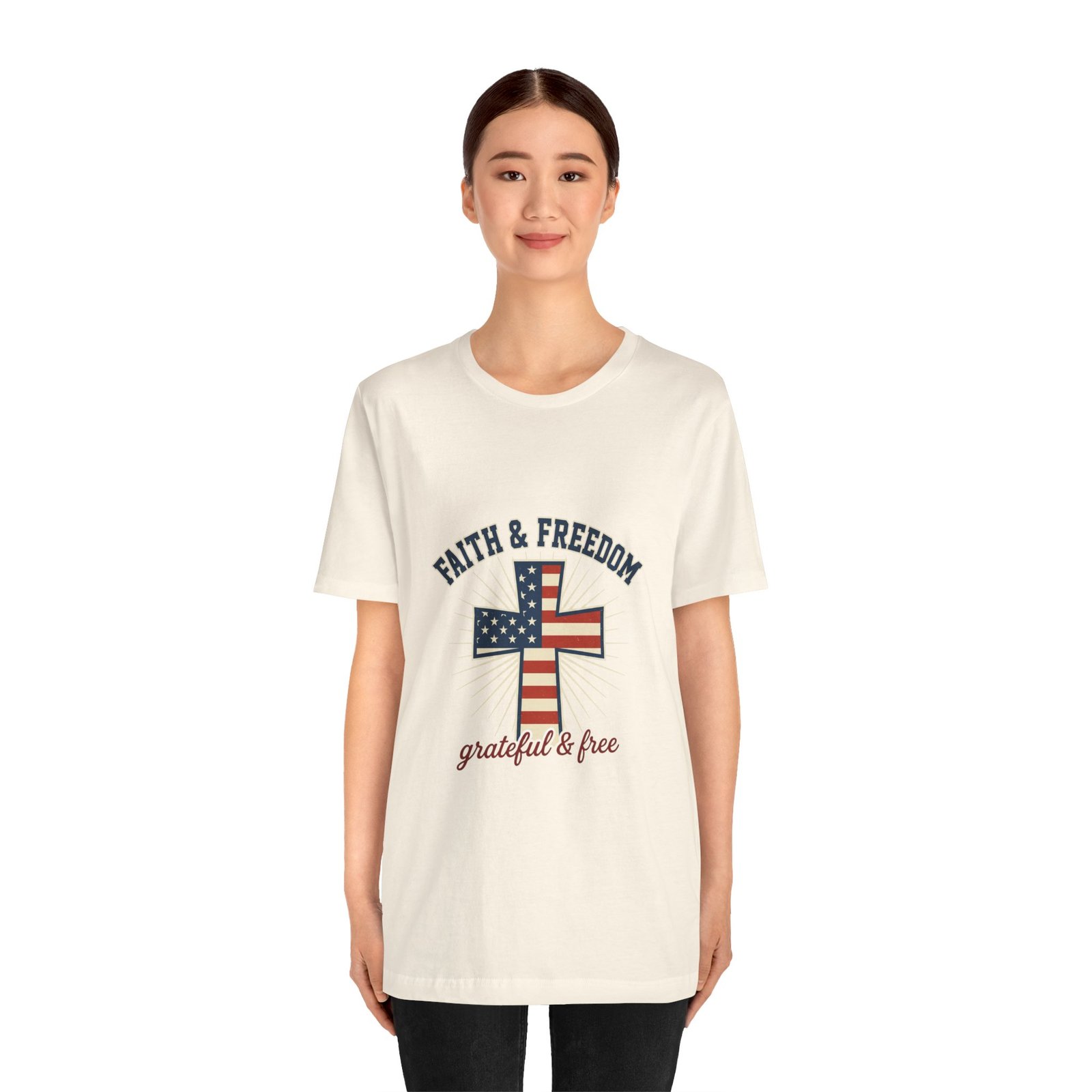 Faith & Freedom Cross Tee | Patriotic, Faith-Based July 4th Vintage Americana - Image 75