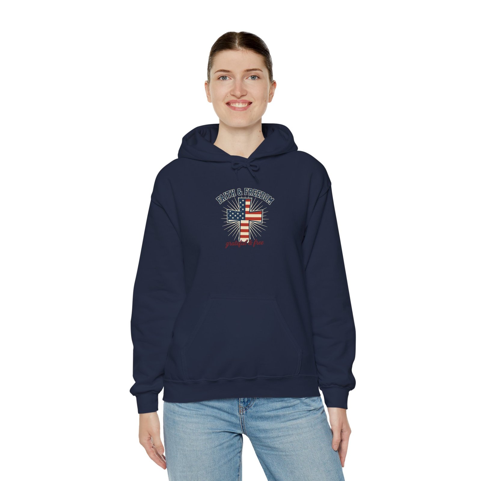 Faith & Freedom Flag Cross Hoodie | patriotic, faith-based, vintage Americana - Image 82
