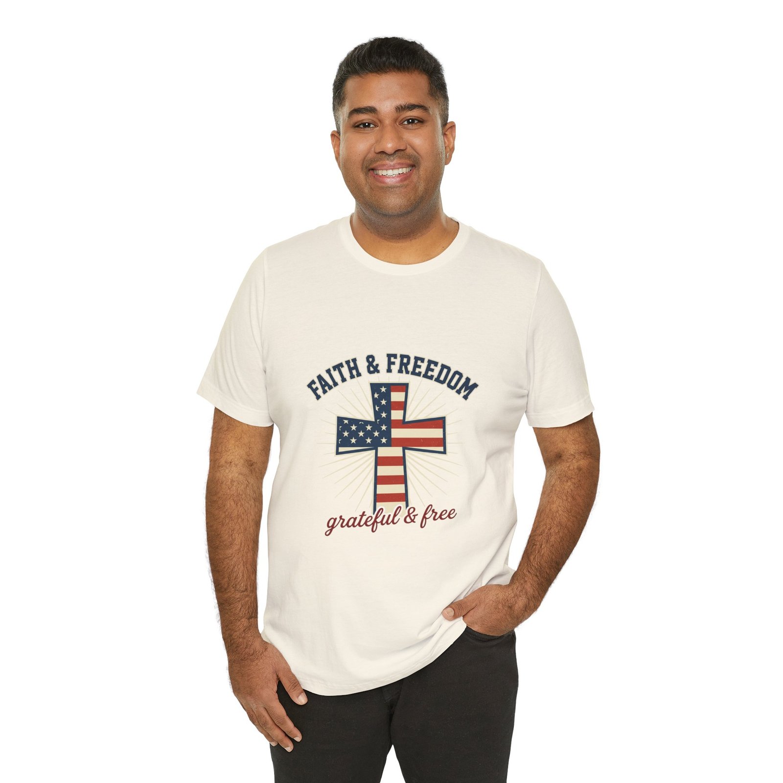 Faith & Freedom Cross Tee | Patriotic, Faith-Based July 4th Vintage Americana - Image 80