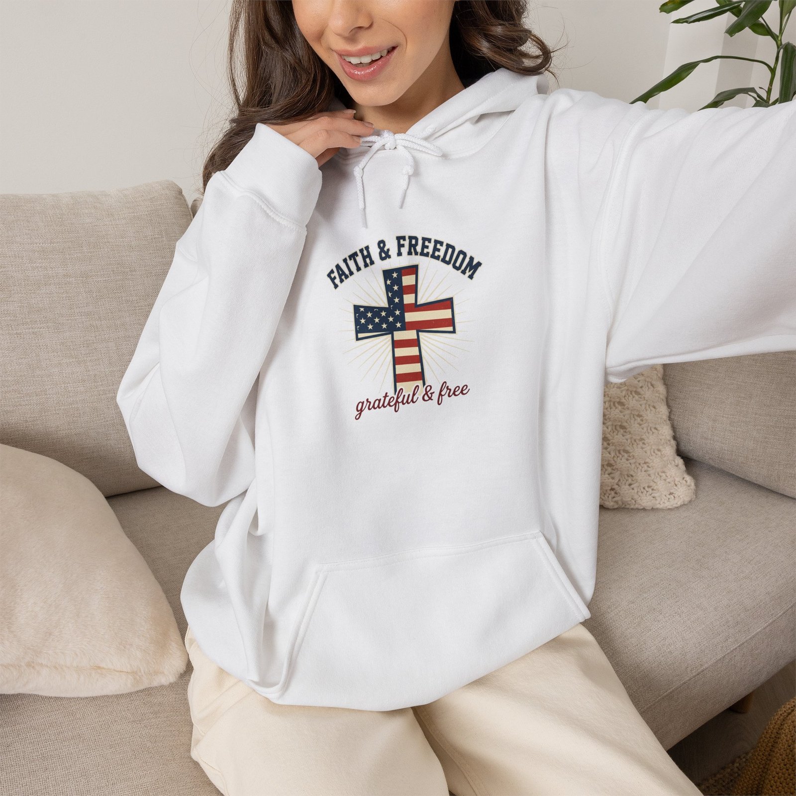 Faith & Freedom Flag Cross Hoodie | patriotic, faith-based, vintage Americana - Image 7