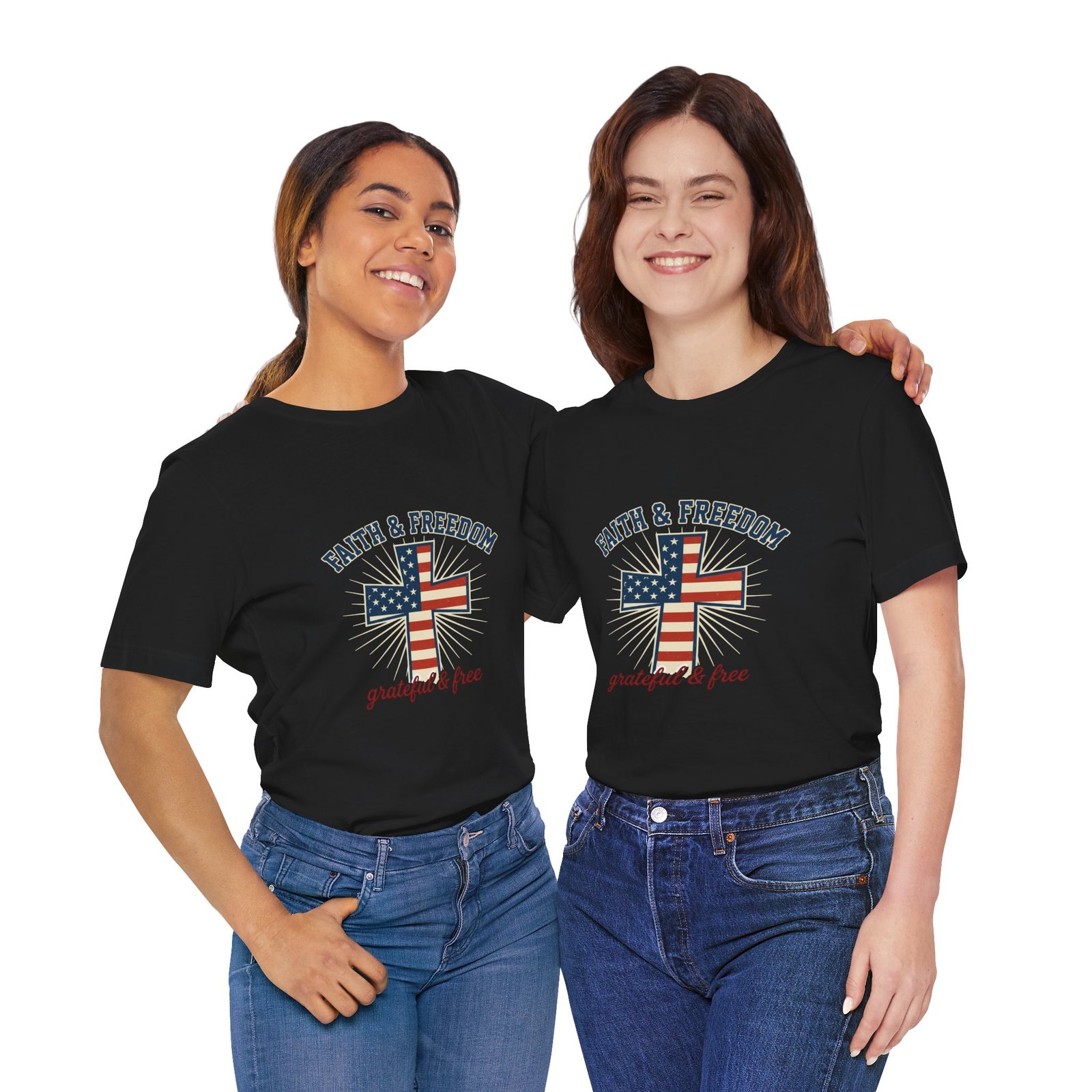 Faith & Freedom Cross Tee | Patriotic, Faith-Based July 4th Vintage Americana - Image 58