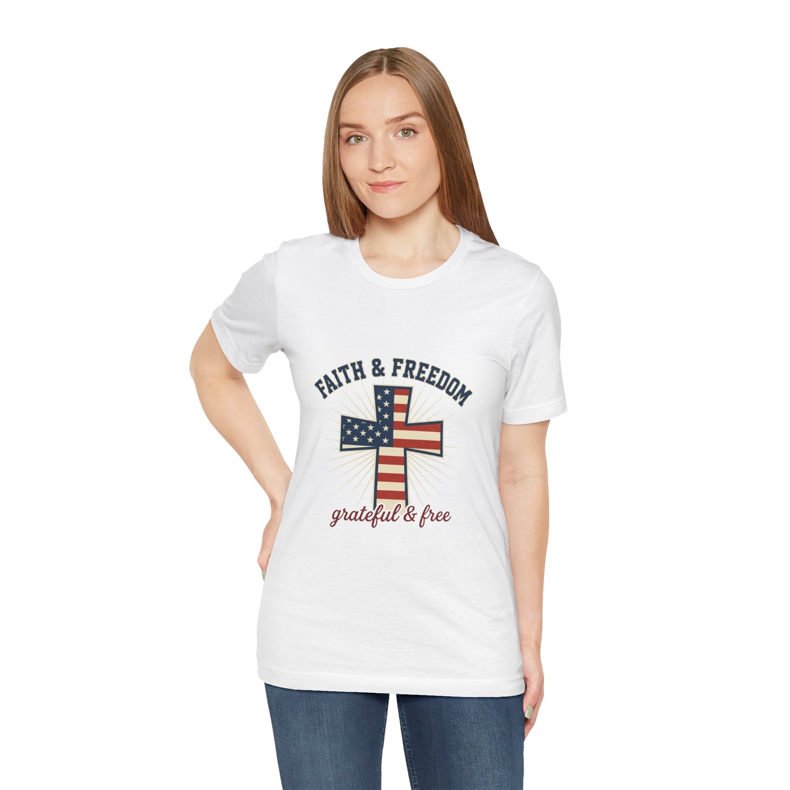 Faith & Freedom Cross Tee | Patriotic, Faith-Based July 4th Vintage Americana - Image 11