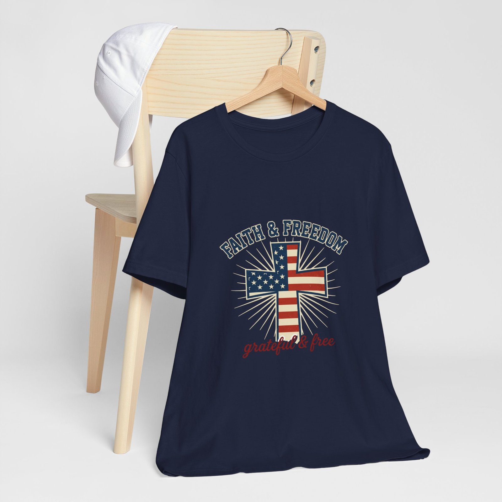 Faith & Freedom Cross Tee | Patriotic, Faith-Based July 4th Vintage Americana - Image 138