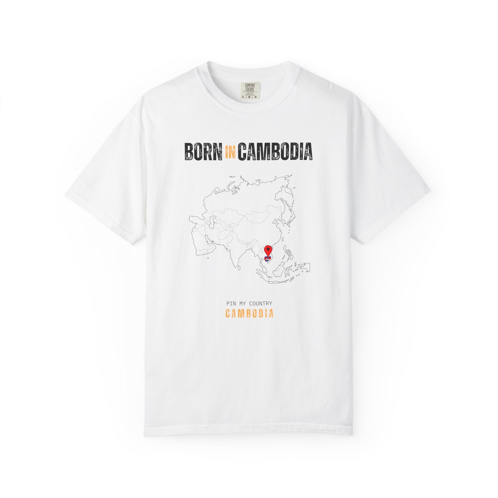 Born in Cambodia T-Shirt — Country Map Graphic Tee