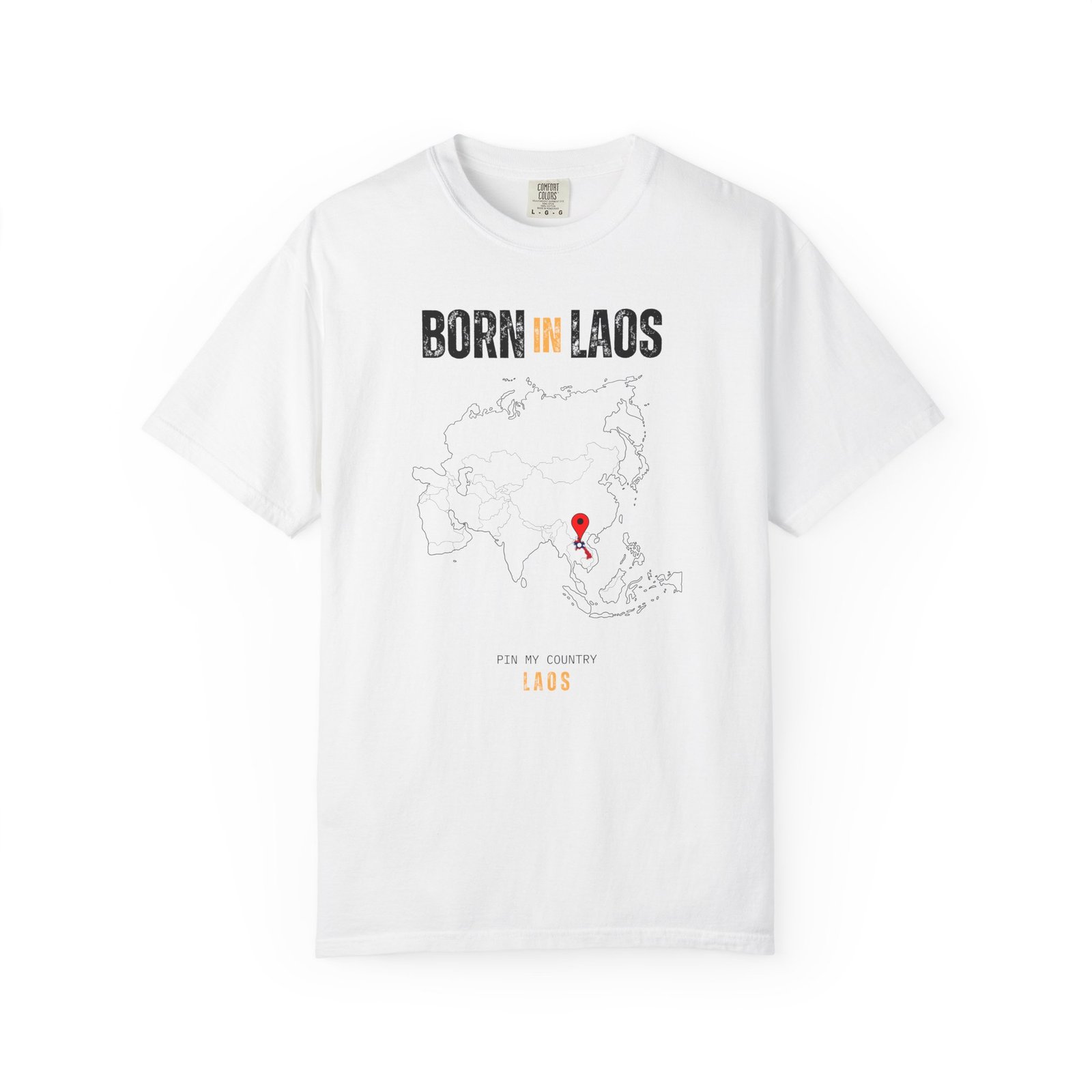 Born in Laos T-Shirt — Country Map Graphic Tee