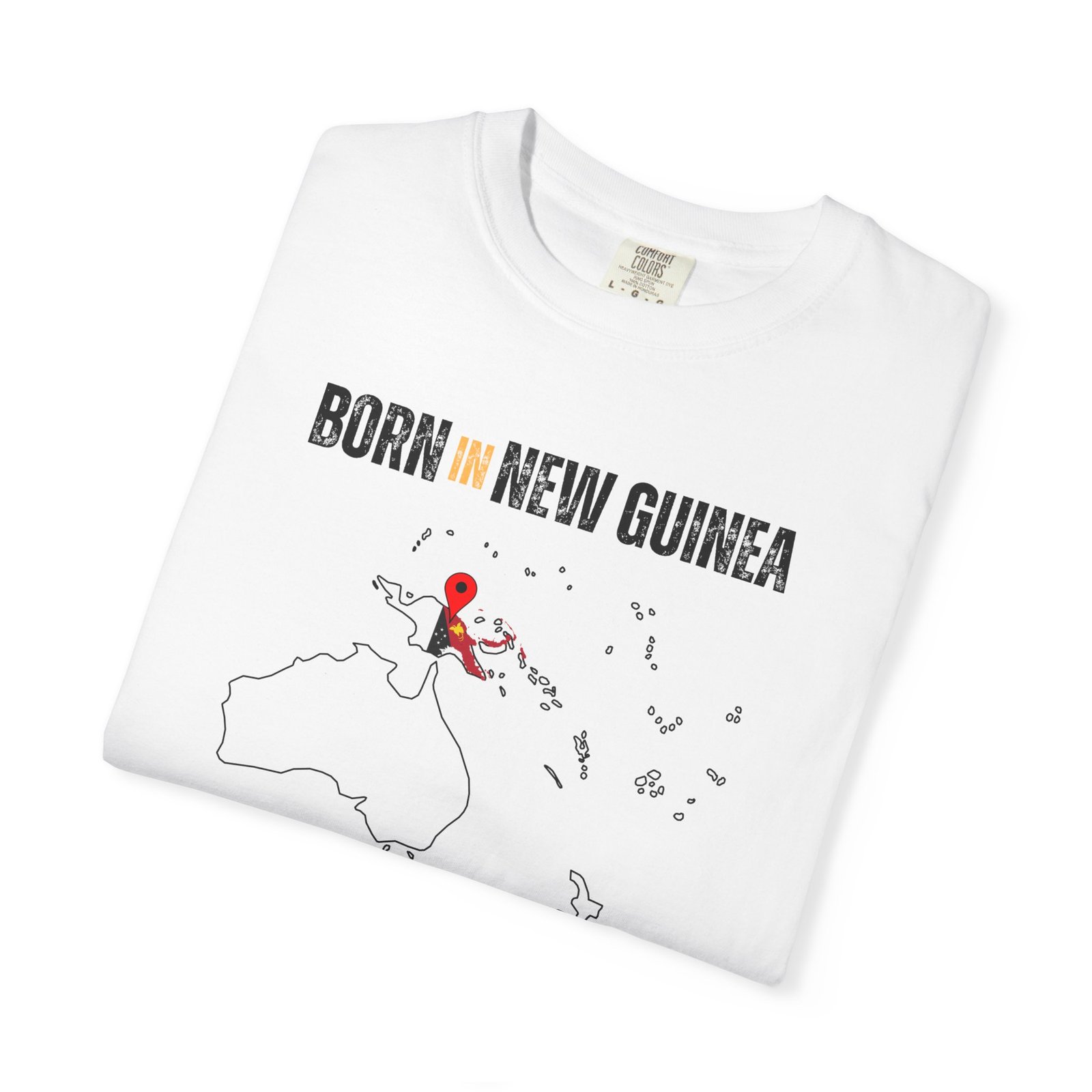 Born in New Guinea Country Map Graphic Tee - Image 3