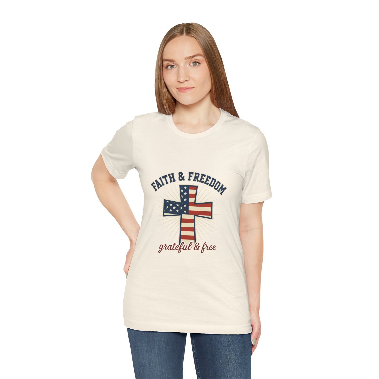 Faith & Freedom Cross Tee | Patriotic, Faith-Based July 4th Vintage Americana - Image 77