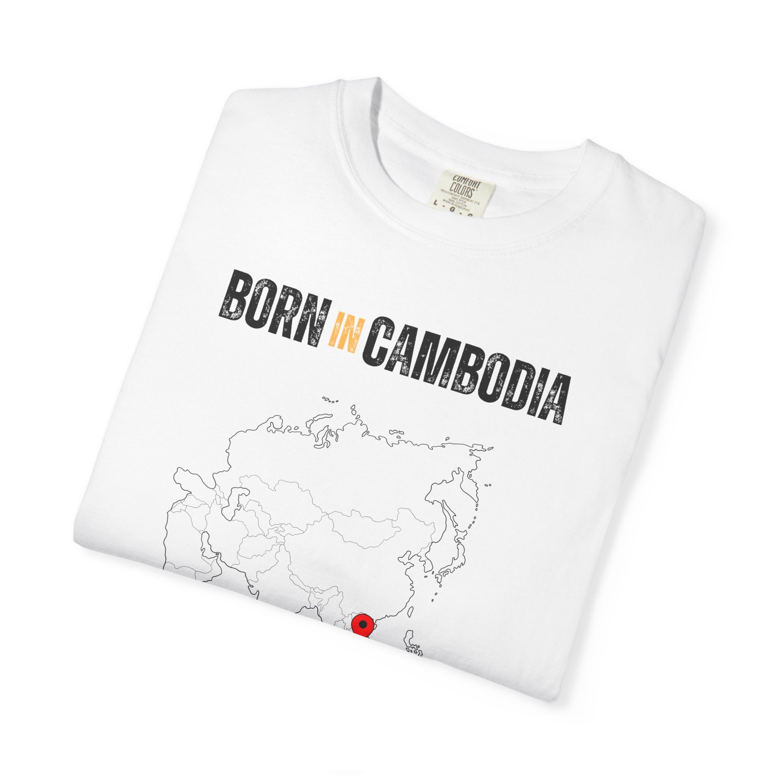 Born in Cambodia T-Shirt — Country Map Graphic Tee - Image 3