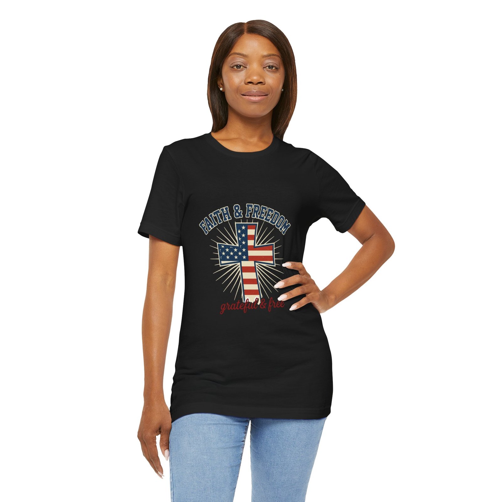 Faith & Freedom Cross Tee | Patriotic, Faith-Based July 4th Vintage Americana - Image 53