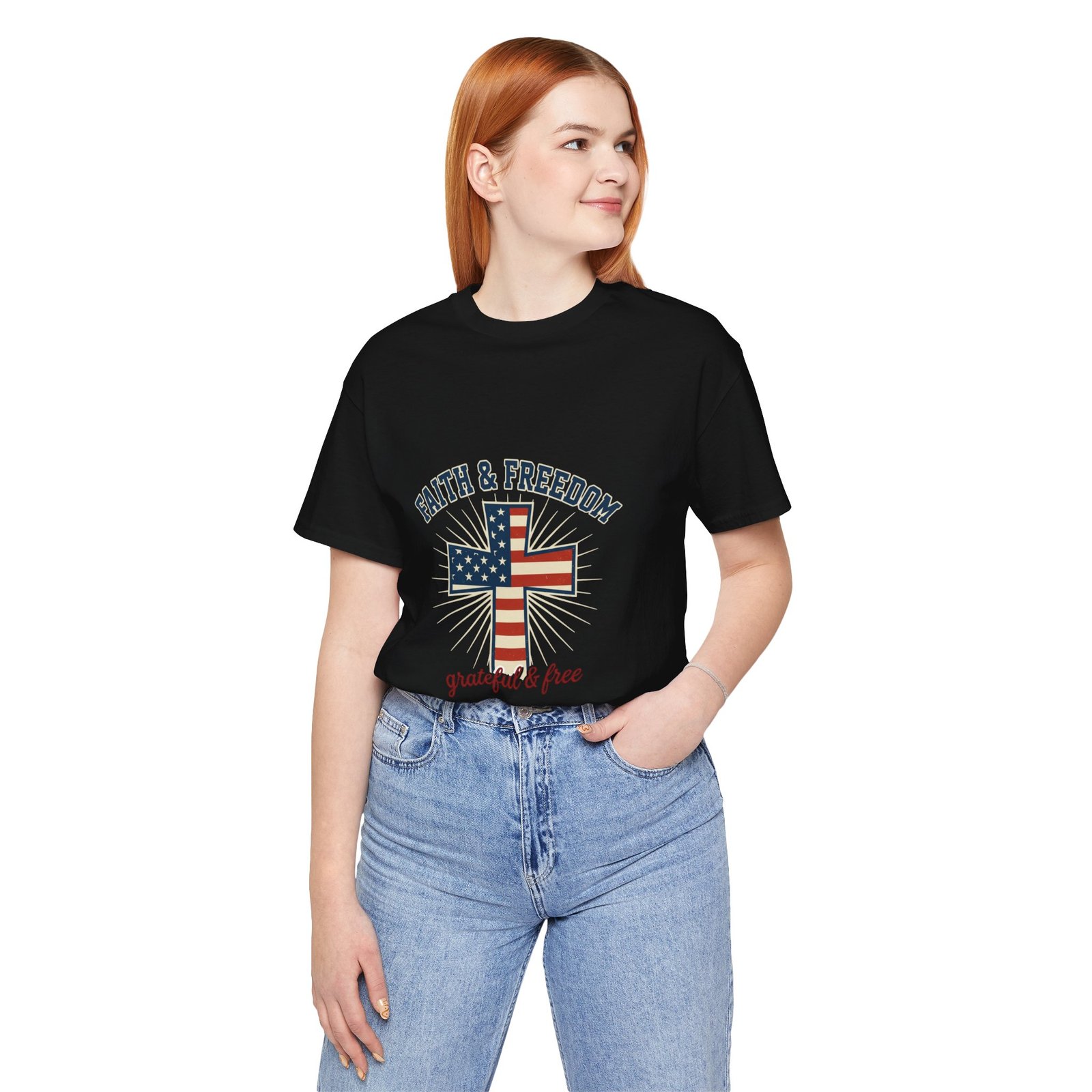 Faith & Freedom Cross Tee | Patriotic, Faith-Based July 4th Vintage Americana - Image 49