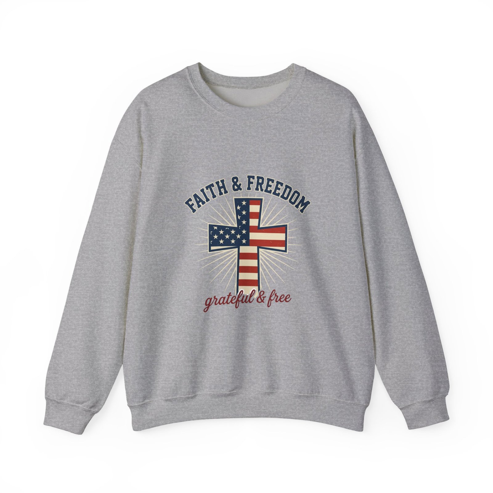 Faith & Freedom Cross Sweatshirt | Patriotic, Faith-based July 4th Vintage Americana - Image 46