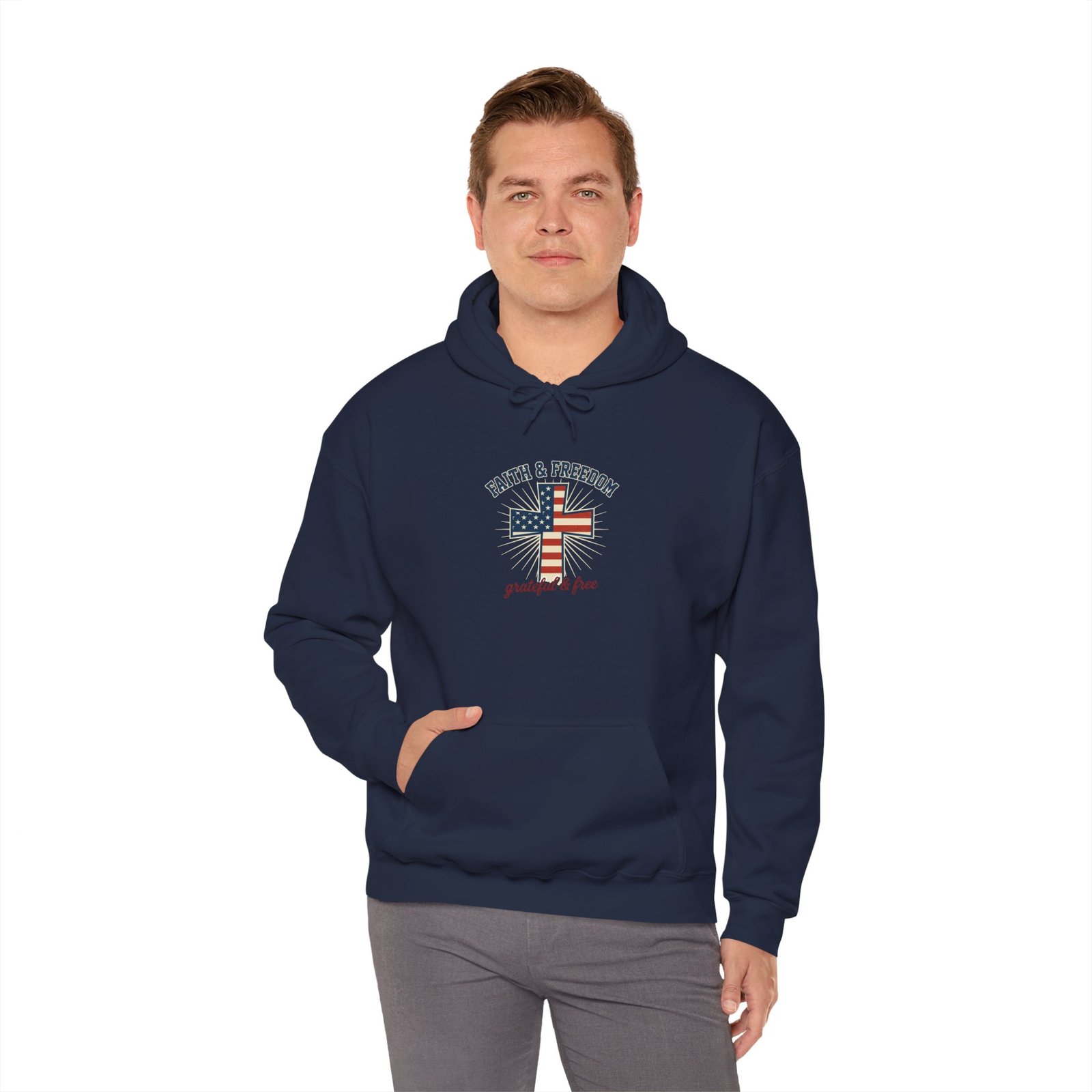 Faith & Freedom Flag Cross Hoodie | patriotic, faith-based, vintage Americana - Image 83