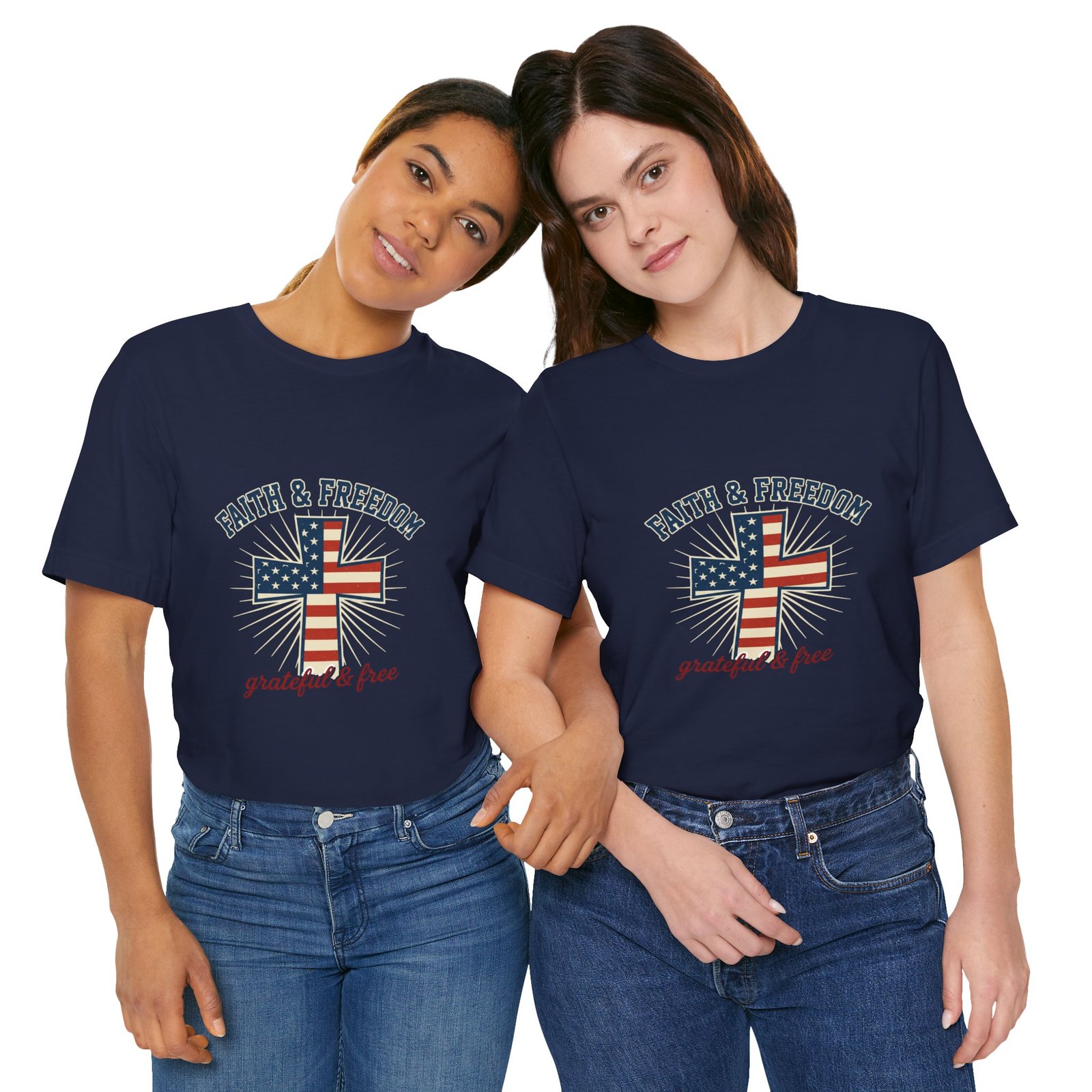 Faith & Freedom Cross Tee | Patriotic, Faith-Based July 4th Vintage Americana - Image 156