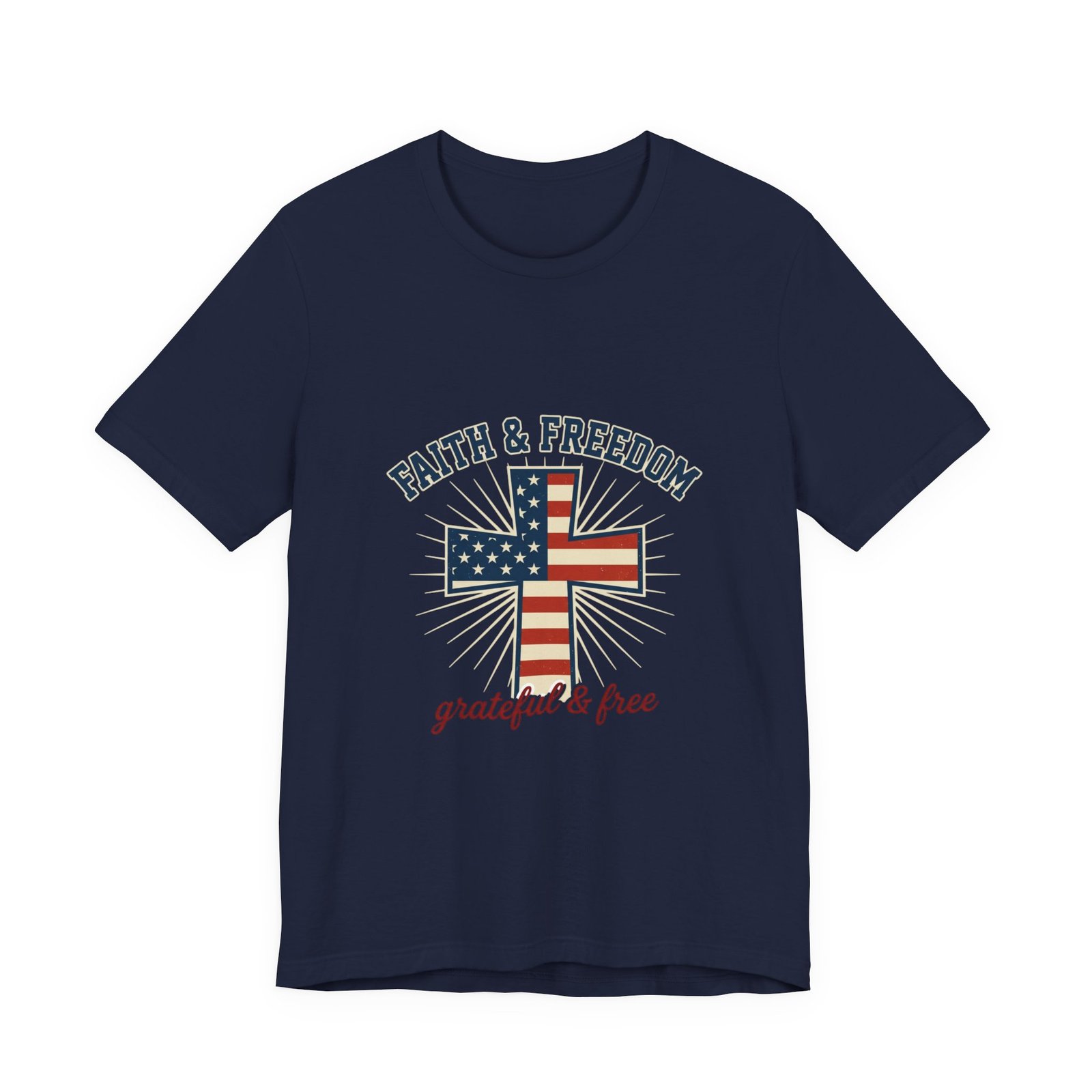 Faith & Freedom Cross Tee | Patriotic, Faith-Based July 4th Vintage Americana - Image 133