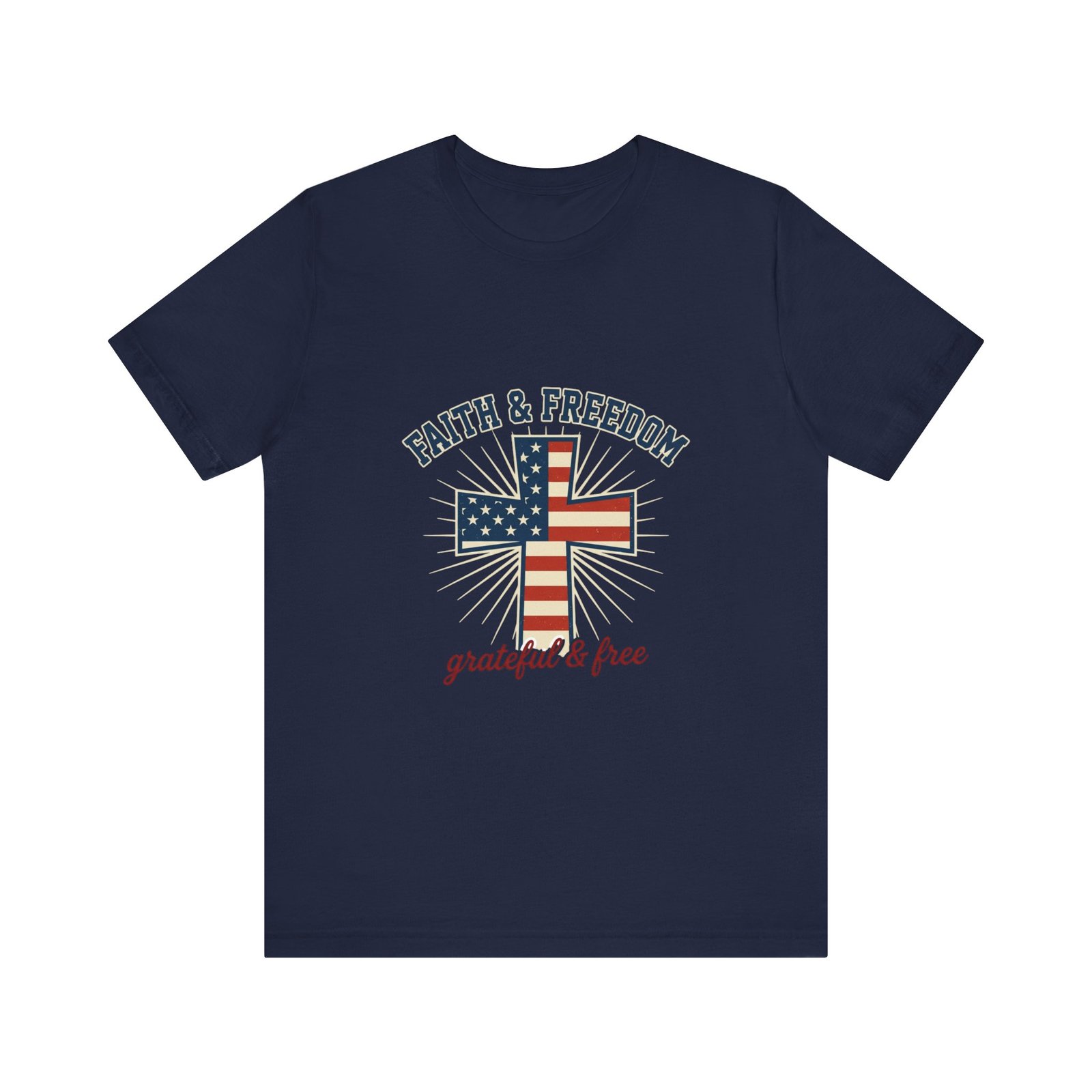 Faith & Freedom Cross Tee | Patriotic, Faith-Based July 4th Vintage Americana - Image 163