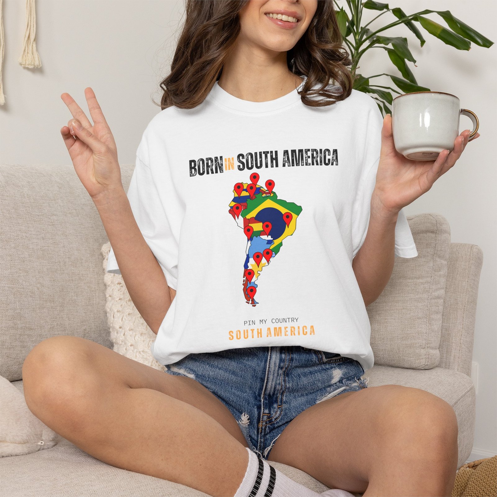 Born in South America T-Shirt — Country Map Graphic Tee - Image 5