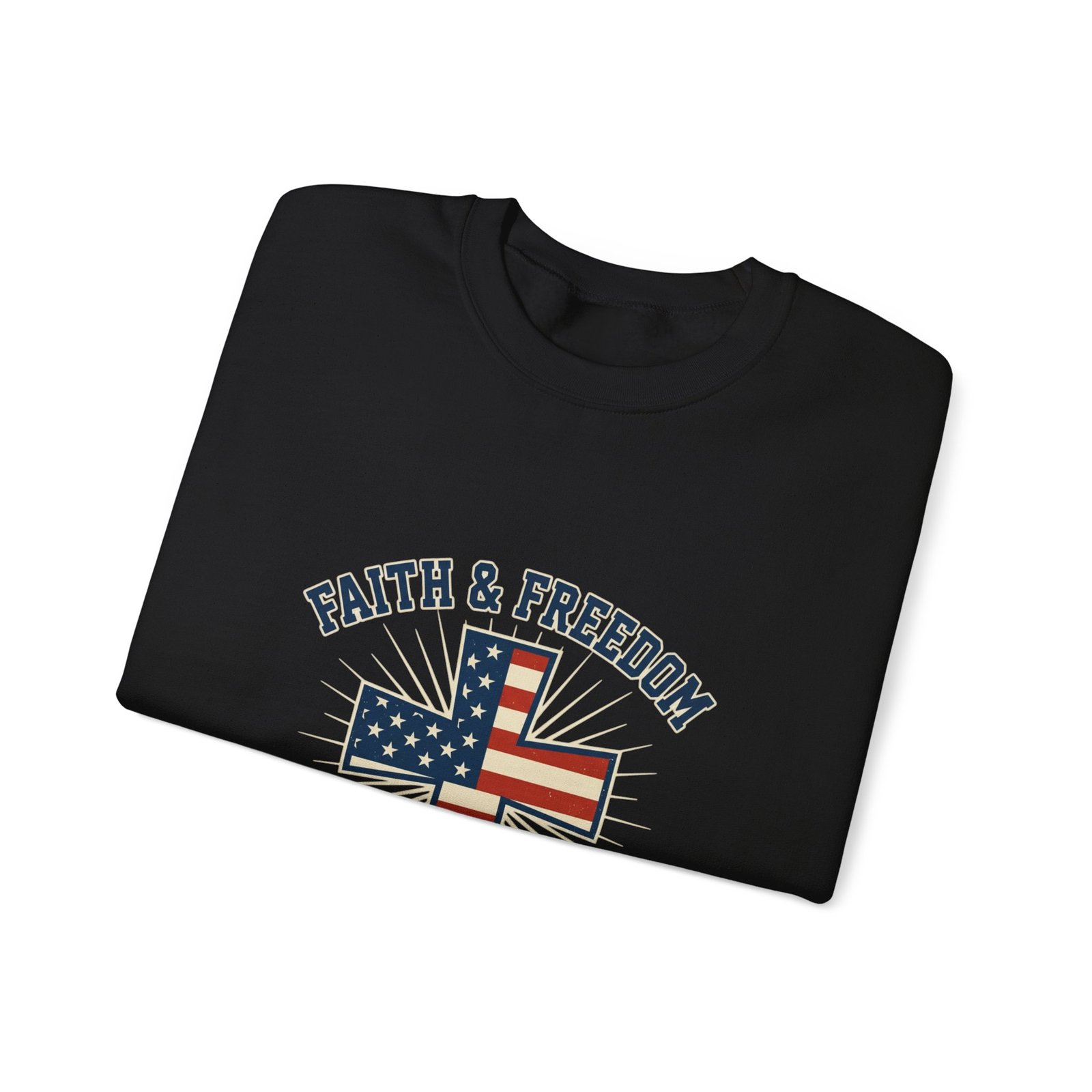 Faith & Freedom Cross Sweatshirt | Patriotic, Faith-based July 4th Vintage Americana - Image 18