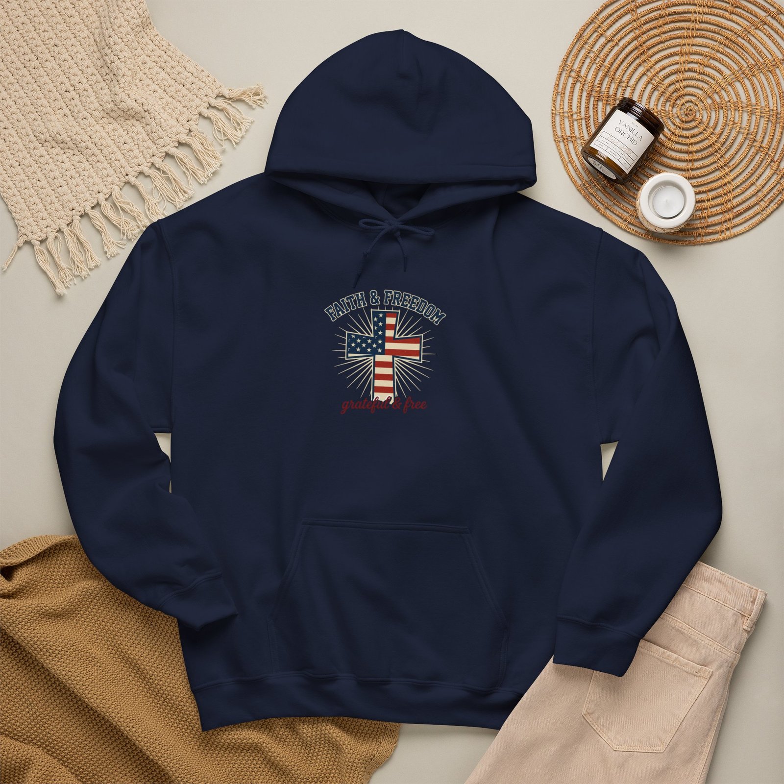 Faith & Freedom Flag Cross Hoodie | patriotic, faith-based, vintage Americana - Image 78